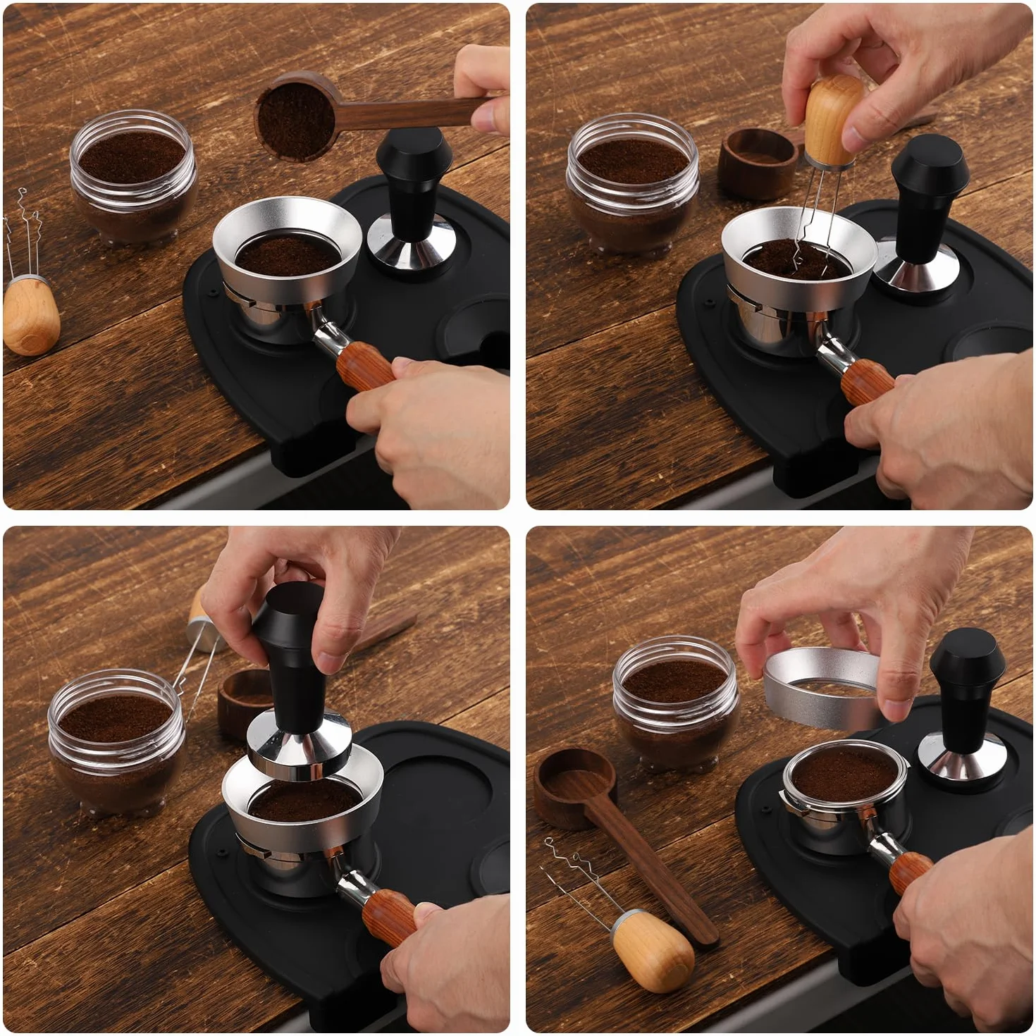 58 mm Lejek Dozujący do Espresso z Kolbą - Wytrzymały Pierścień z Magnesem Aluminiowym - Kompatybilny ze Wszystkimi Kolbami 58 mm
