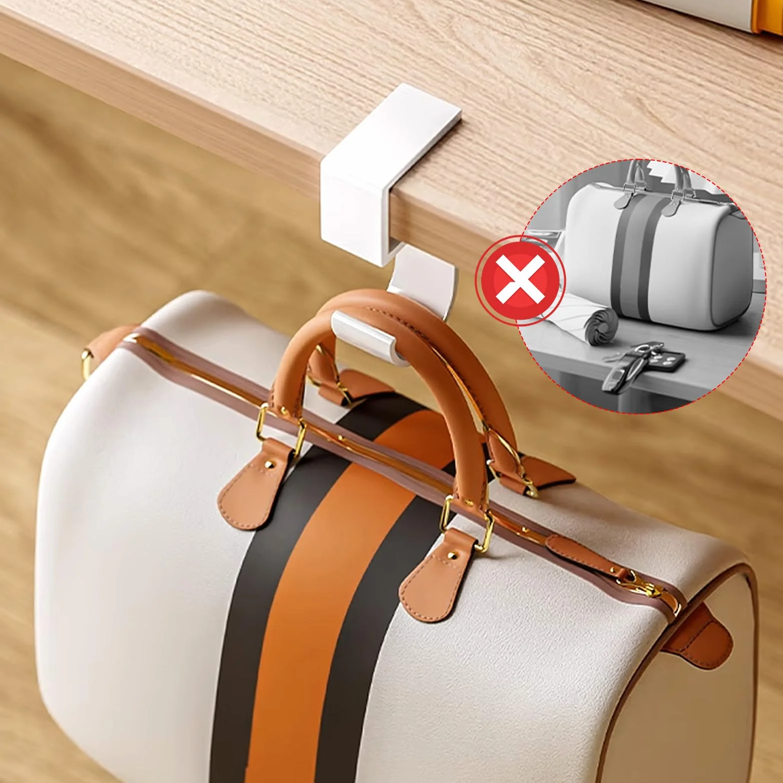 Giantree Wieszak na torbę na stół, 4 sztuki (biały), stop aluminium, antypoślizgowa konstrukcja, przenośne haczyki do domu, biura, restauracji, baru