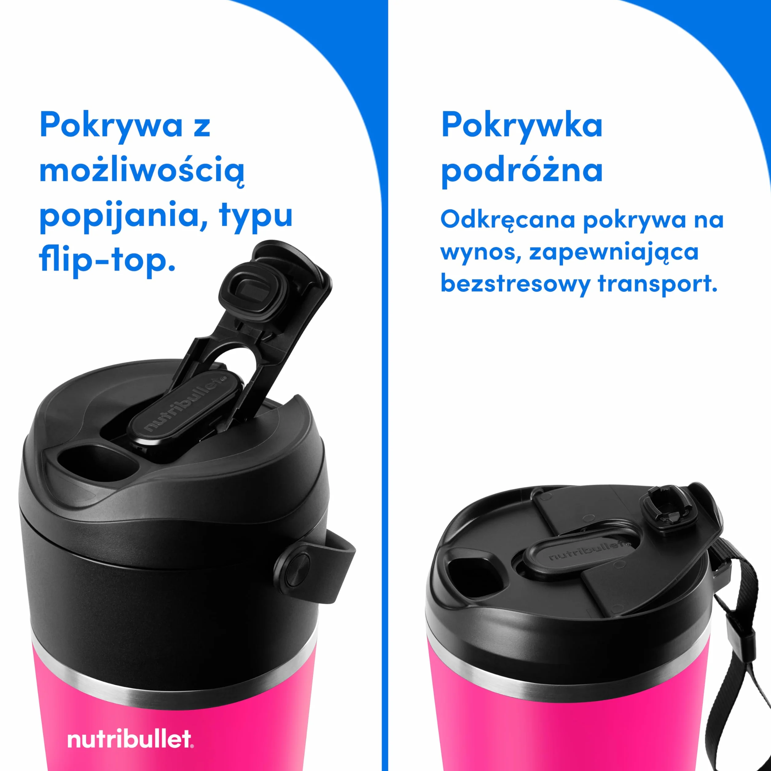 Nutribullet Flip NBP016MA przenośny blender 590 ml stal nierdzewna magenta