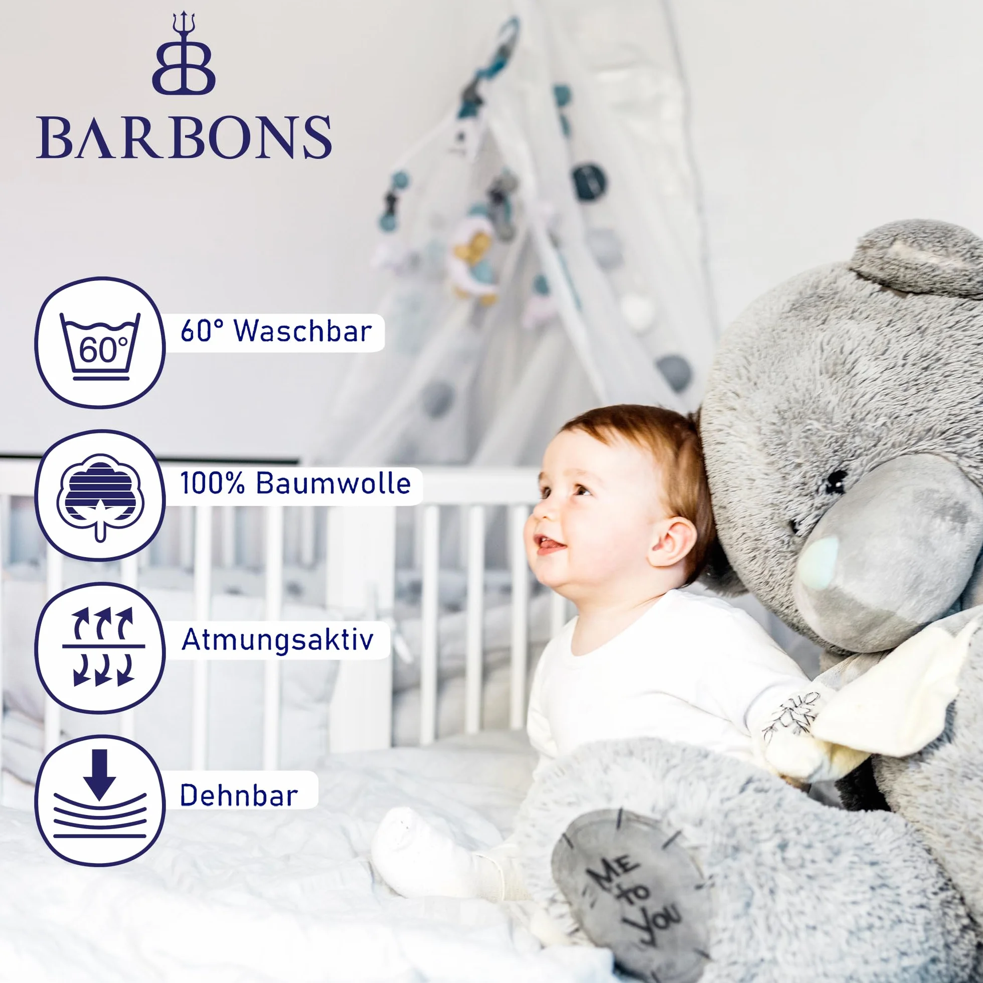 Barbons Prześcieradło z gumką do łóżeczka 100% bawełna jersey OEKO-TEX Standard 100 60x120cm 70x140cm