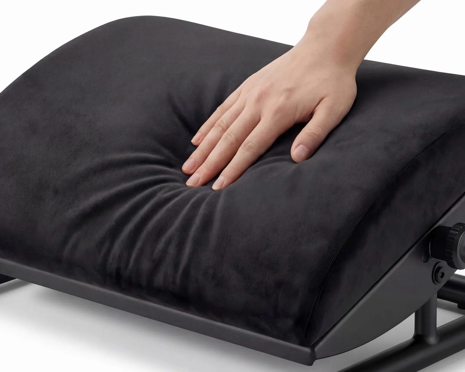 Regulowany podnóżek – ergonomiczny podnóżek do biurka, nachylenie +20° do -20°, pianka i stal, czarny