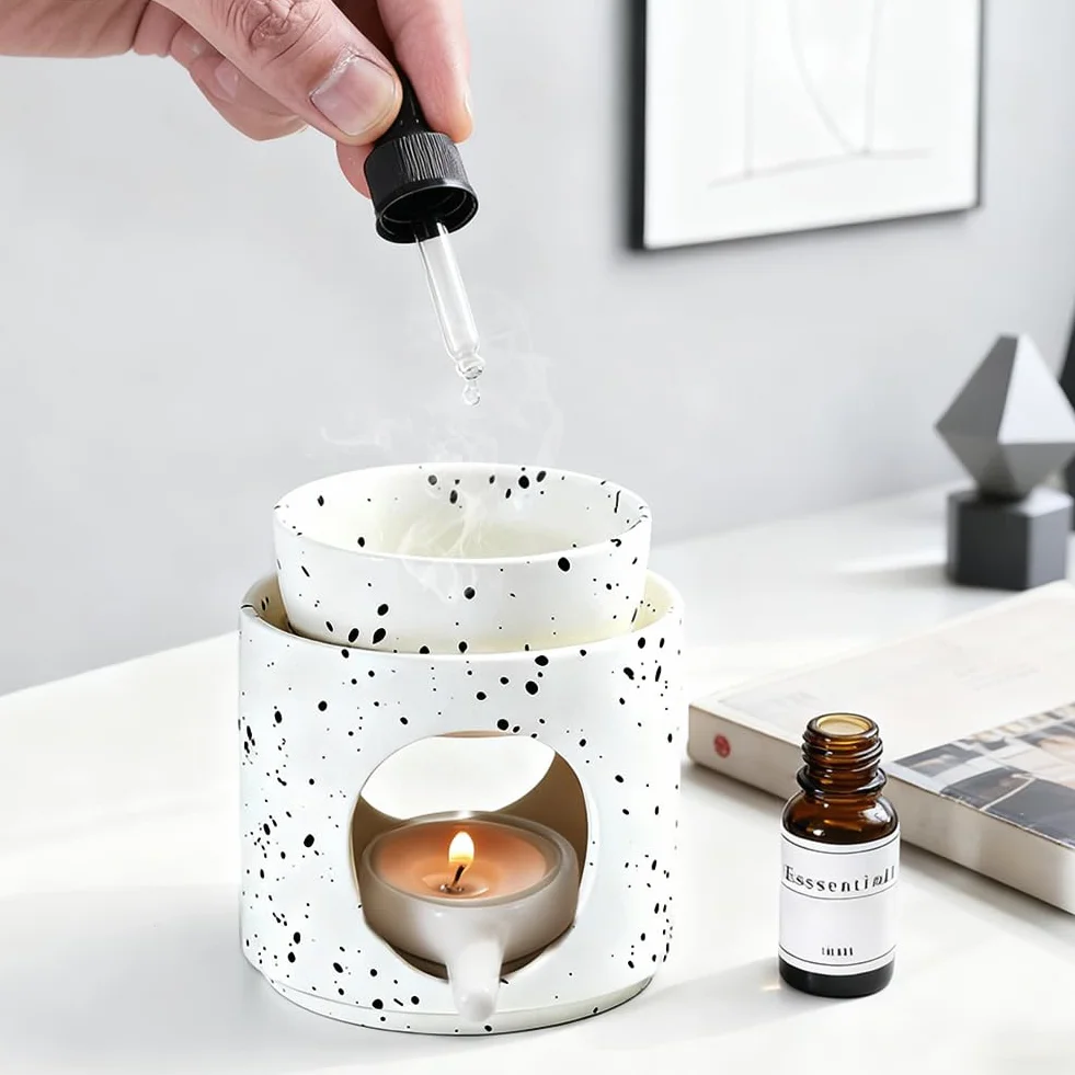 FARYODI Ceramiczna Lampa Zapachowa do Olejków Eterycznych z Uchwytem na Tealight
