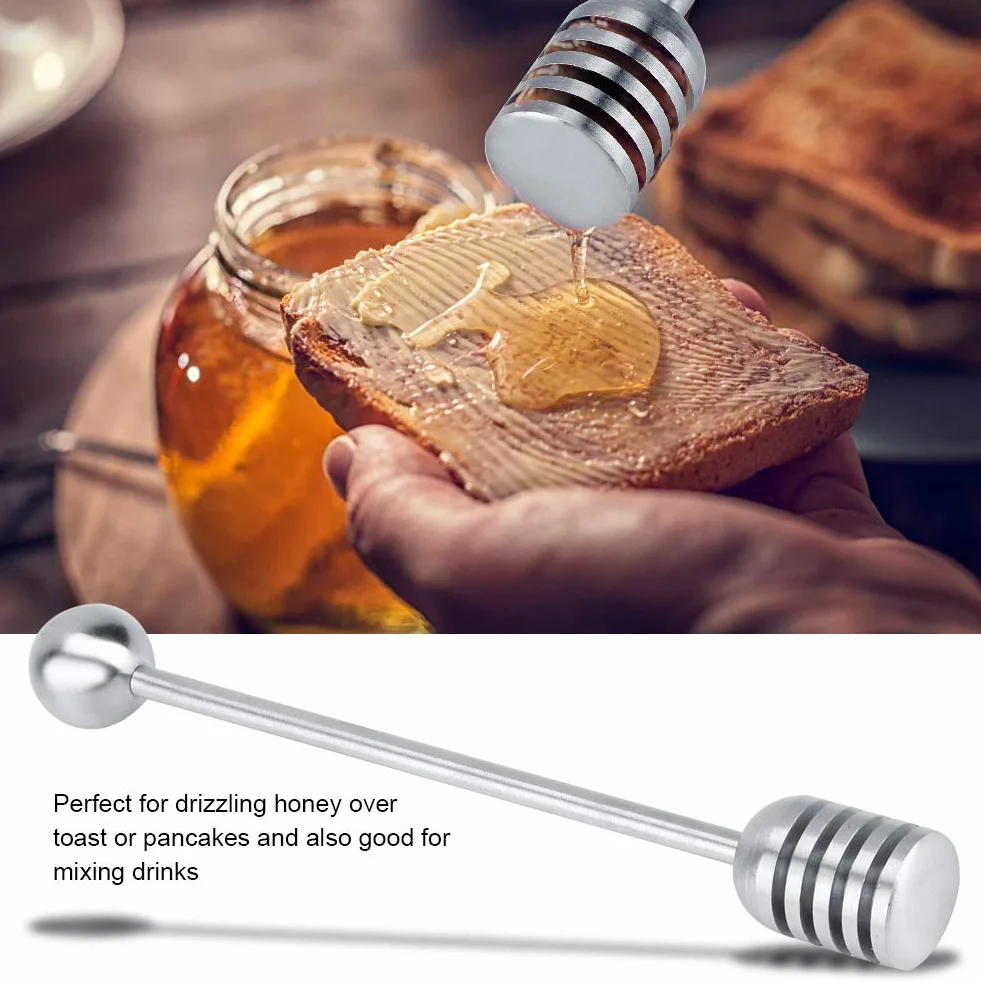Yosoo Health Gear Masywne patyczki do miodu ze stali nierdzewnej i syropu, łyżka mieszadło Drizzler Glass Jam Stirring Wand do słoików