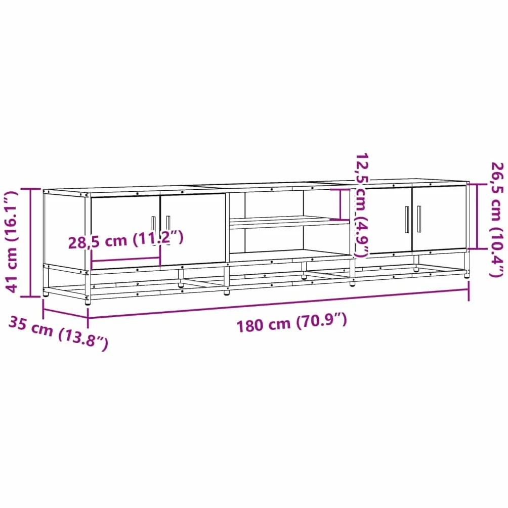 vidaXL Szafka RTV pod Telewizor Przydymiony Dąb 180x35x41 cm