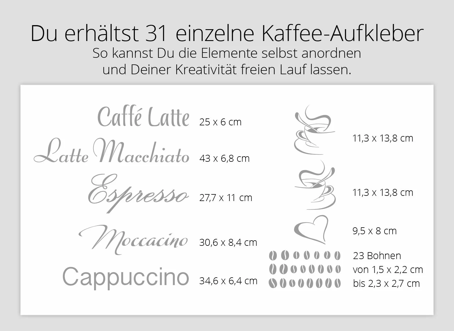 Grandora Naklejka ścienna kawa espresso macchiato ziarna kawy Kuchnia Kreativset czarna