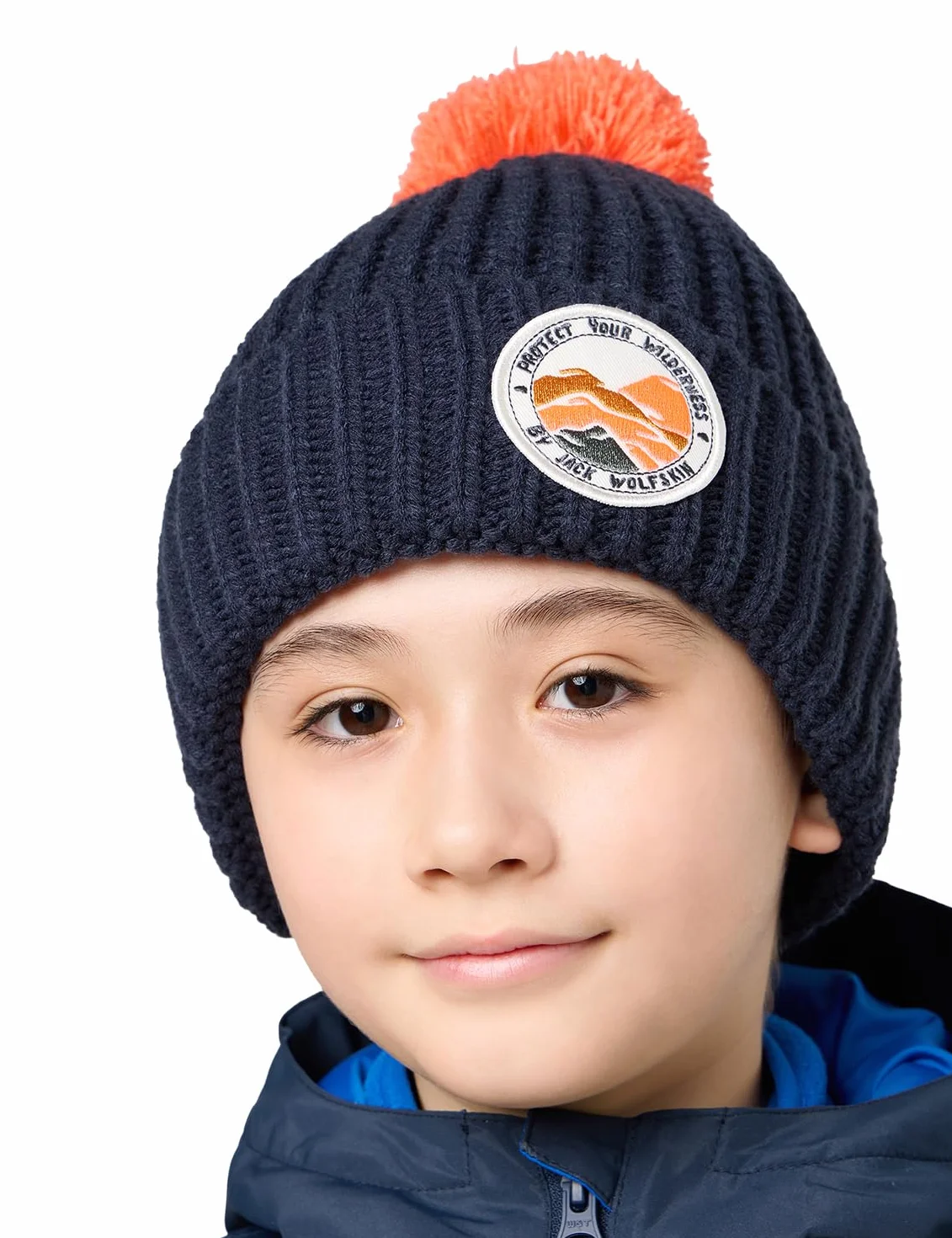 Jack Wolfskin - Pompom Badge Beanie K, beret dziecięcy Unisex, Night Blue,