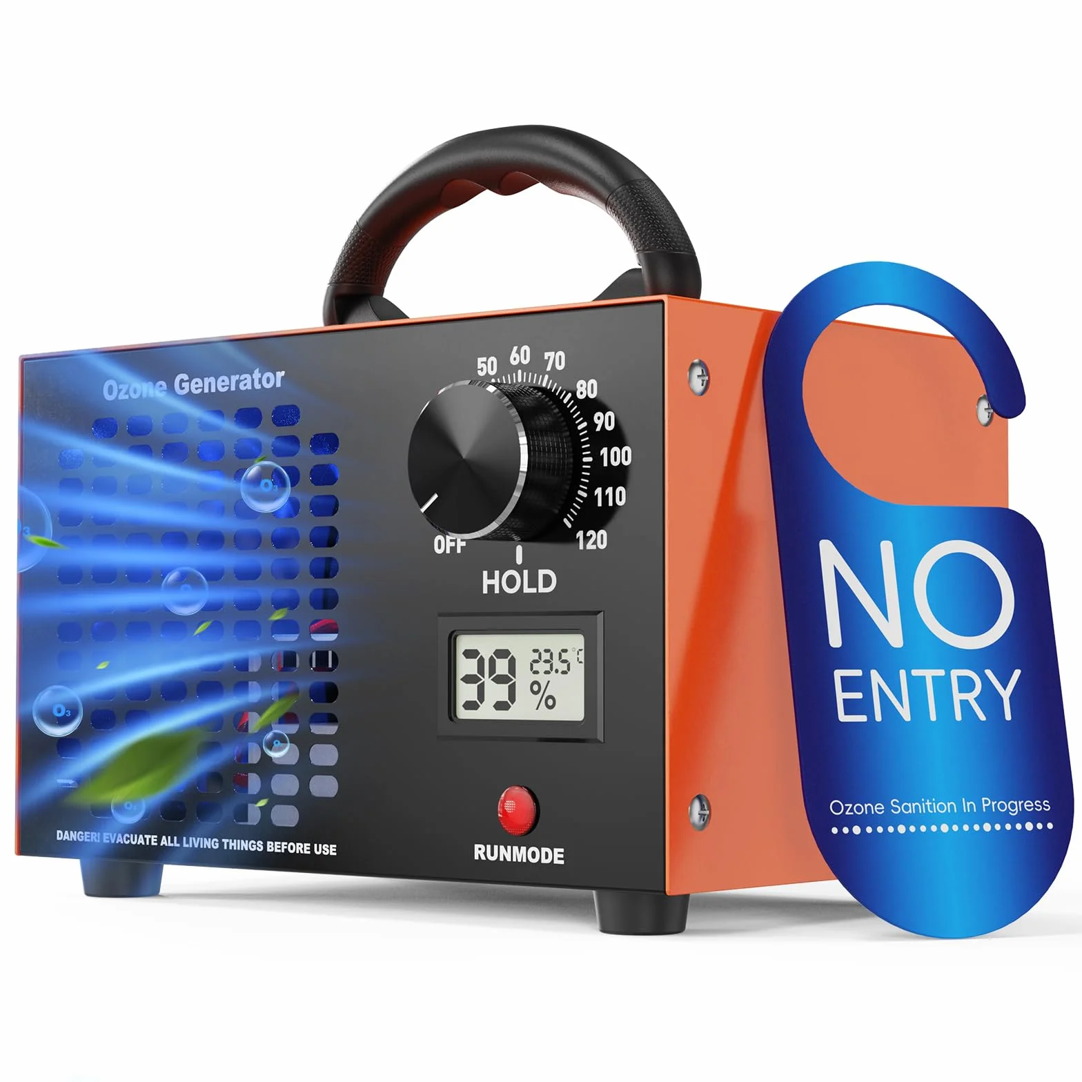Generator Ozonu 120000 mg/h 320m² Oczyszczacz Powietrza z Wyświetlaczem Temperatury i Wilgotności Timer 120 Min