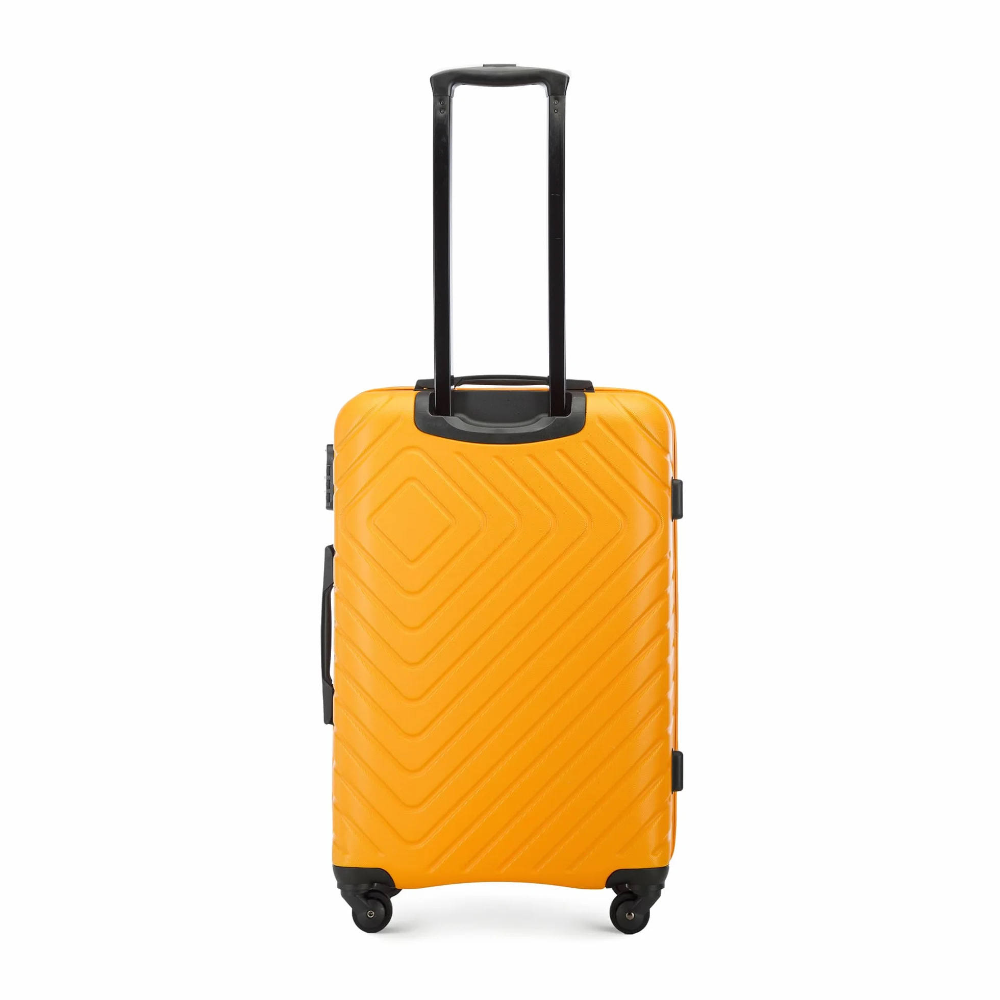 WITTCHEN Cube Line Walizka z tworzywa ABS, prosta geometryczna tłoczenie, 4 kółka z wyciąganym uchwytem zamek szyfrowy, Kolor: pomarańczowy, Set de 4 Valises, Zestaw 4 walizek
