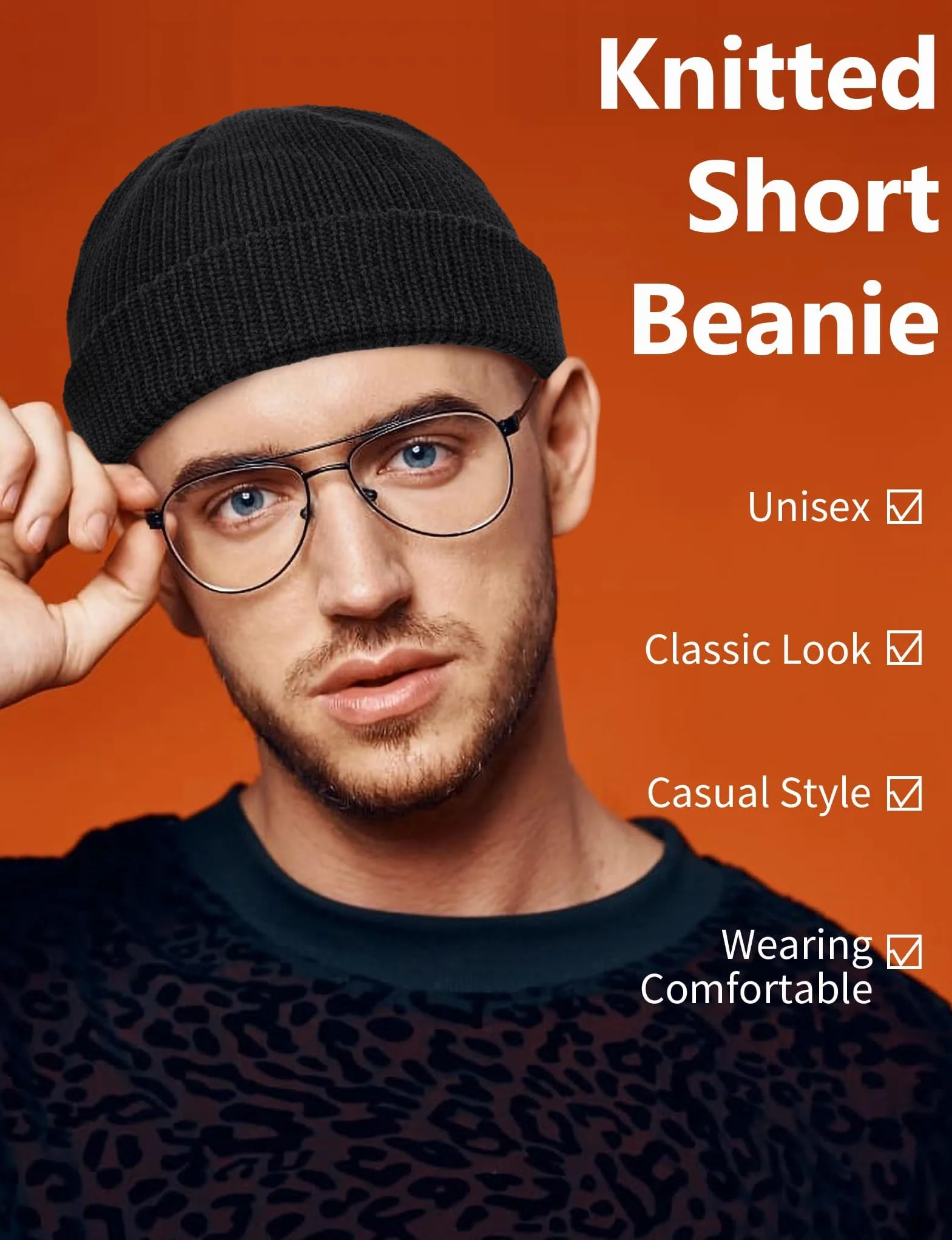 Kiiwah Dzianinowa czapka beanie unisex, składana czapka rybacka mini trawler beanie ciepła oddychająca styl na co dzień dla mężczyzn i kobiet (czarna), Czarny, Rozmiar uniwersalny