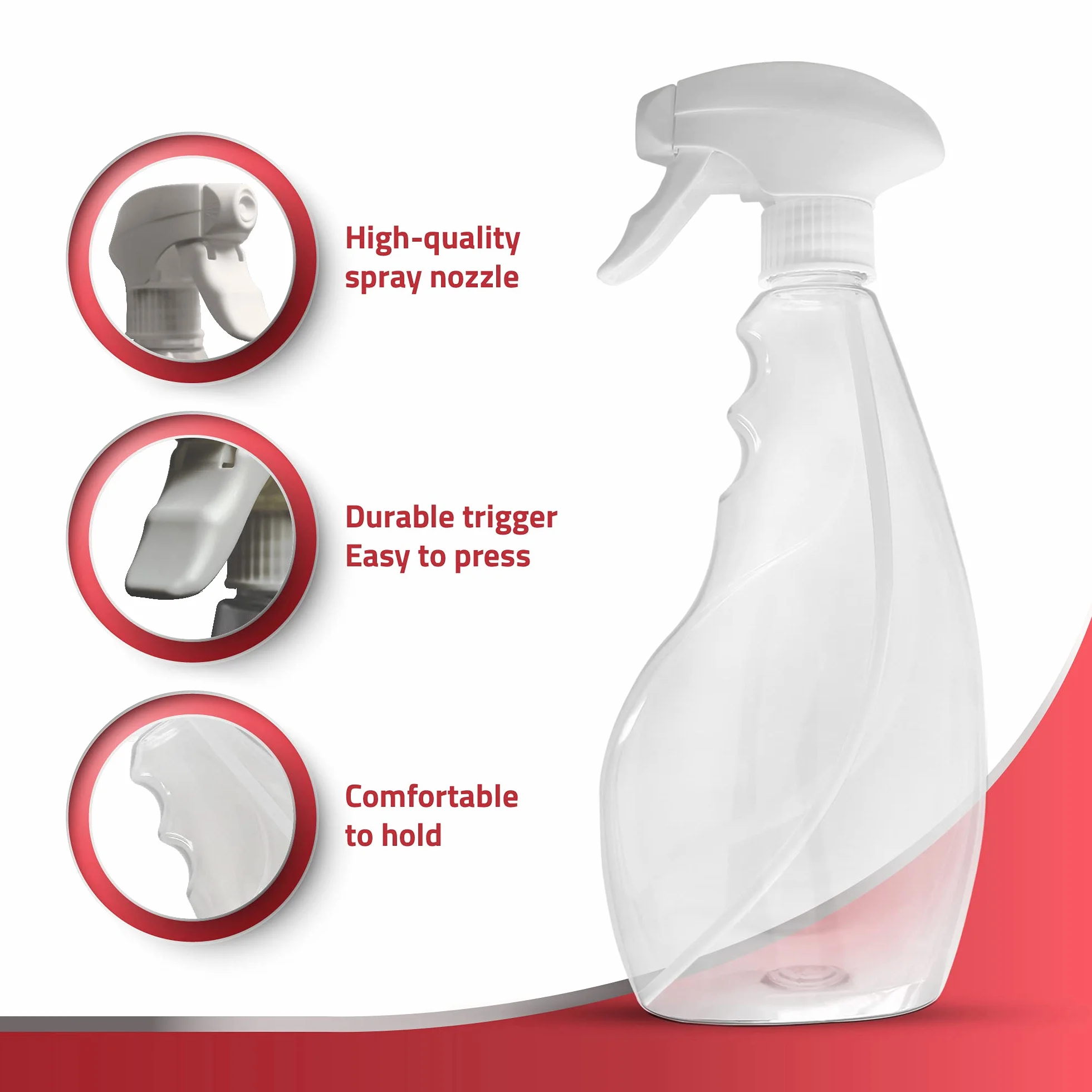 SPRAYZ 500 ml butelki z rozpylaczem (2 szt.) – do czyszczenia i ogrodu, trwały spryskiwacz do wielokrotnego napełniania, działa w każdej pozycji, przezroczysta plastikowa butelka
