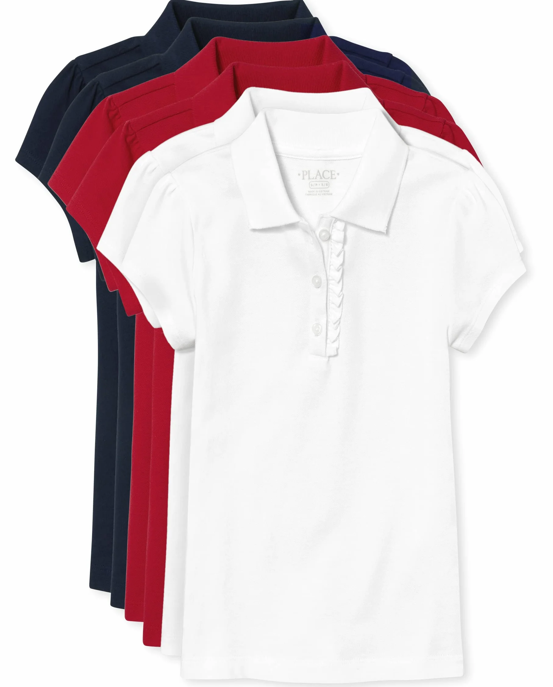 The Children's Place Koszula Dziewczynki Girls Uniform Ruffle Pique Polo 6-pack