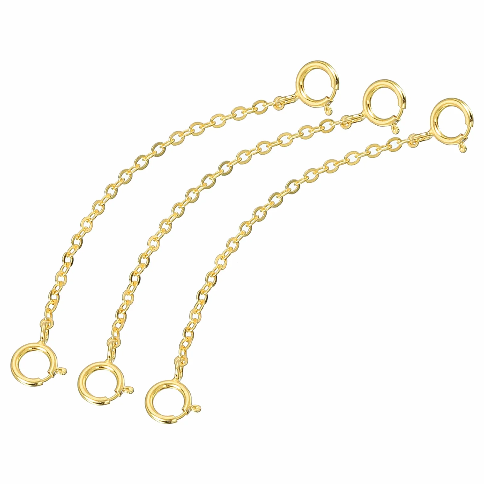 QUARKZMAN 3 sztuki przedłużek do łańcuszków, srebro wysokiej próby 925, 50 mm, przedłużki z zamknięciami, do majsterkowania, rękodzieła, złota
