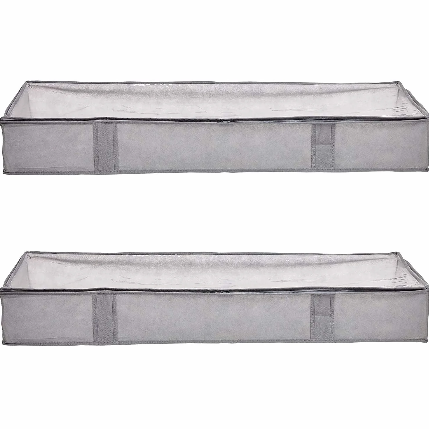 Amazon Basics Tekstylny pojemnik do przechowywania pod łóżkiem 2-pak 46 x 107 x 15 cm szary
