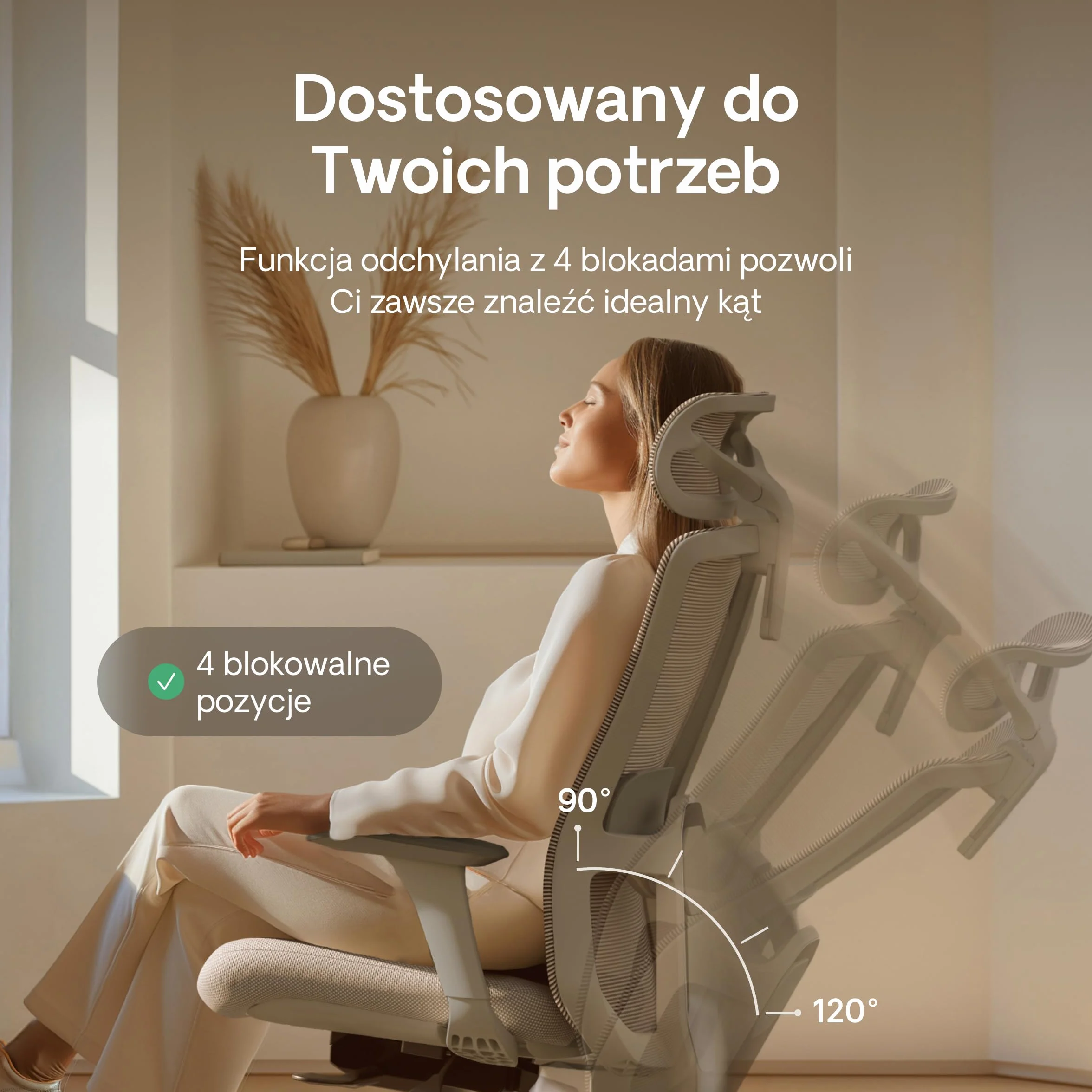 Desktronic Regulowane Ergonomiczne Krzesło Biurowe z Podparciem Lędźwiowym, Regulacja Wysokości, Oddychająca Tkanina