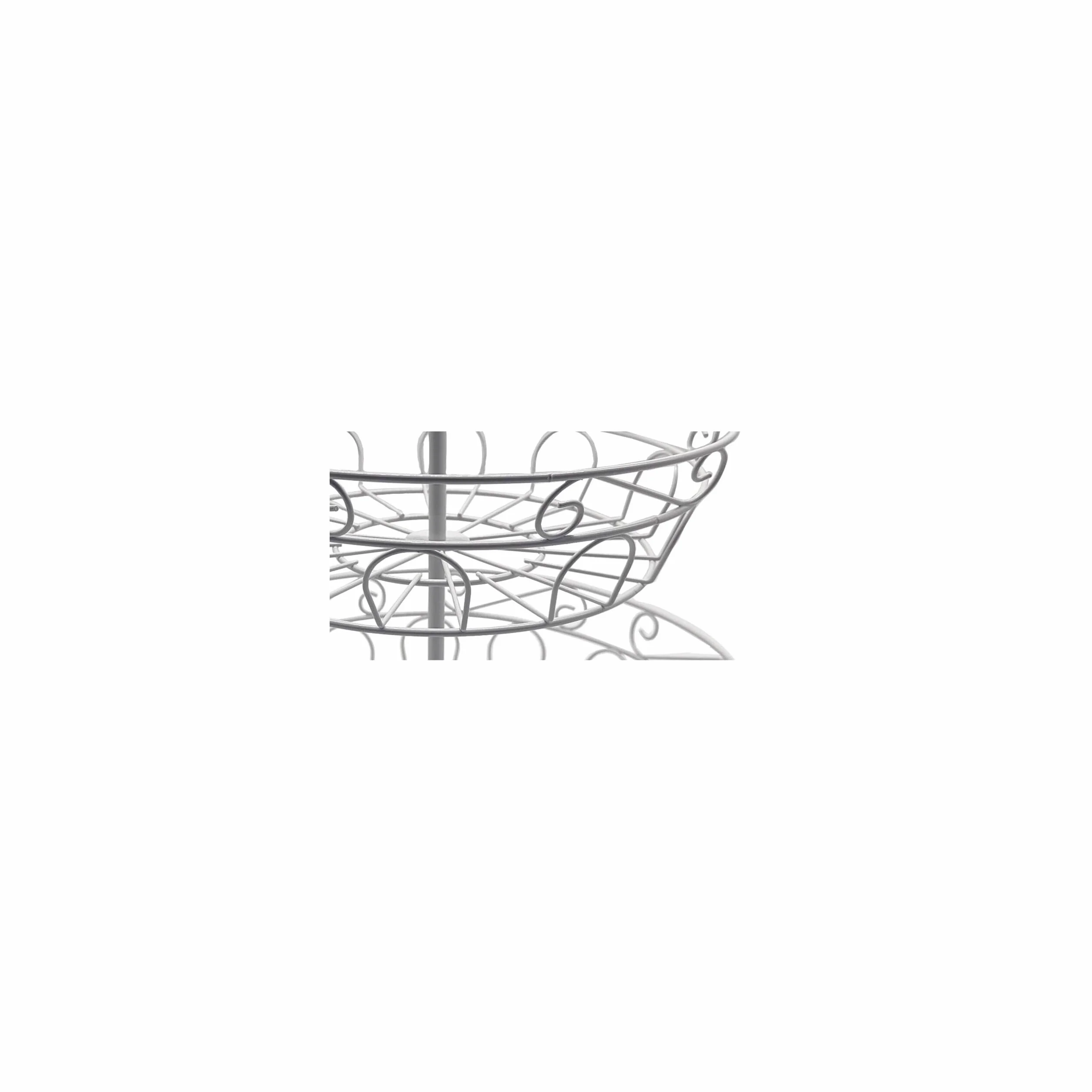 Relaxdays Etagere owocowa 2 poziomy metal biała 30 x 31 cm z uchwytem