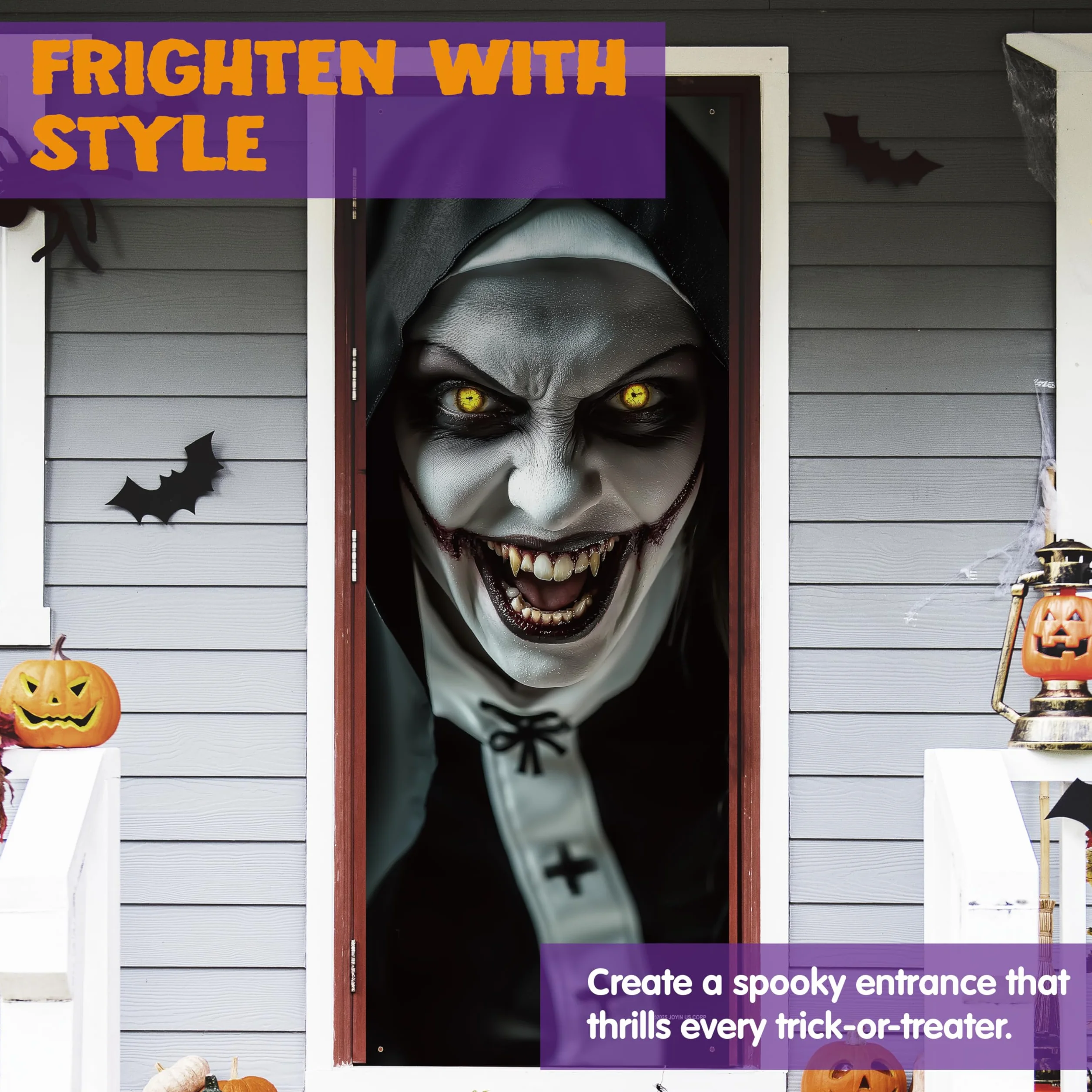 JOYIN Naklejka na drzwi zakonnicy 3D Halloween 200 x 61 cm straszny duch dekoracja tapeta