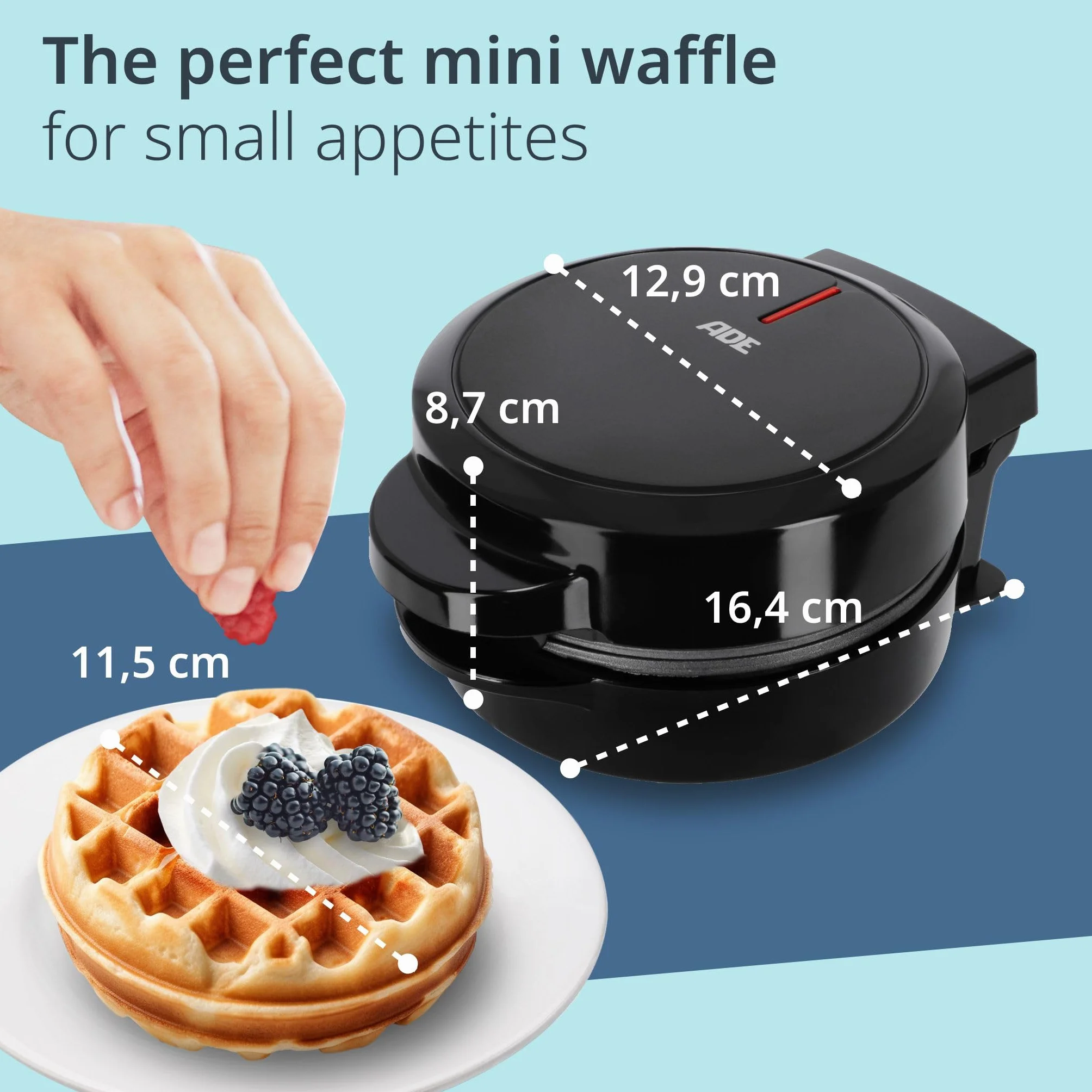 ADE Mini gofrownica belgijski gofr 550 W czarna