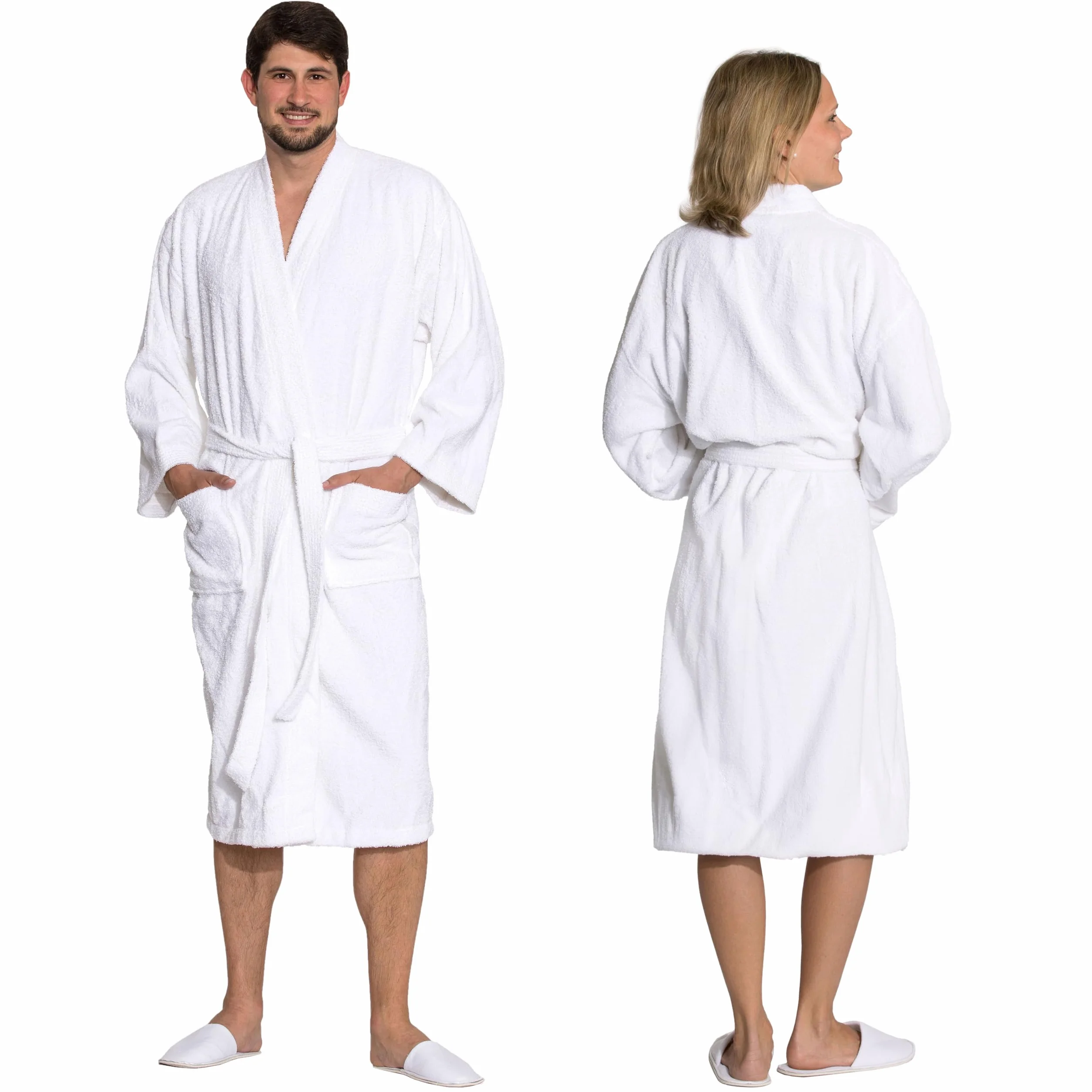 ZOLLNER Szlafrok Typu Kimono 100% Bawełniany Unisex, Biały, 019