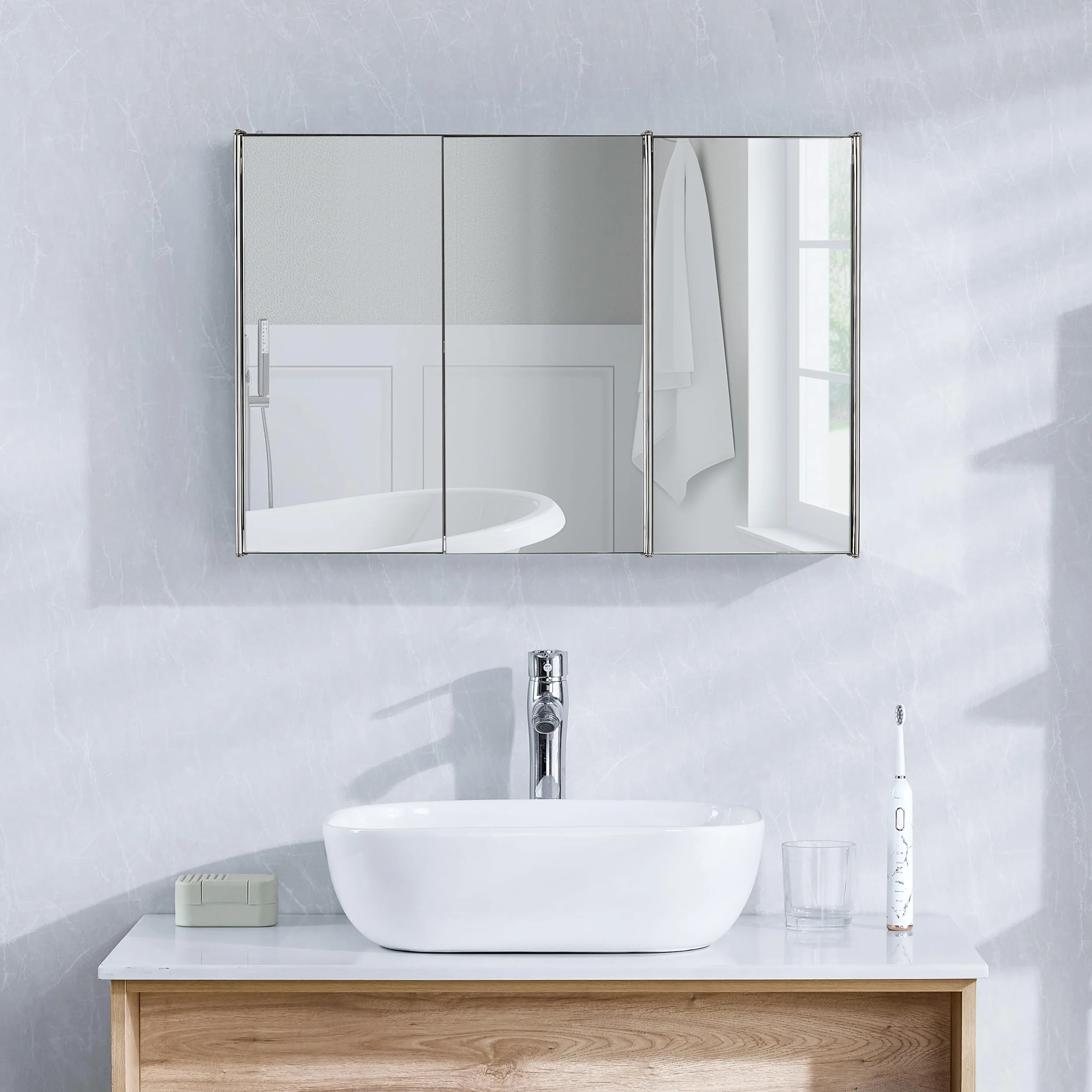 Bath Vida Tiano szafka łazienkowa z potrójnym lustrem stal nierdzewna