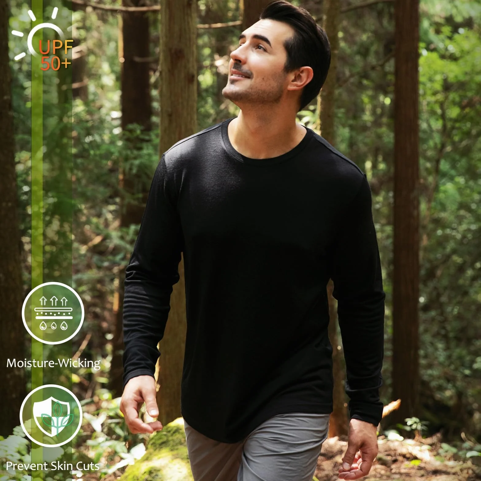 Merino Protect 100% Wełna Merino Męska Miękka Koszula Z Długim Rękawem Antyodorowa Ciepła Bielizna Wewnętrzna Odpowiednia Do Polowania I Wędrówek