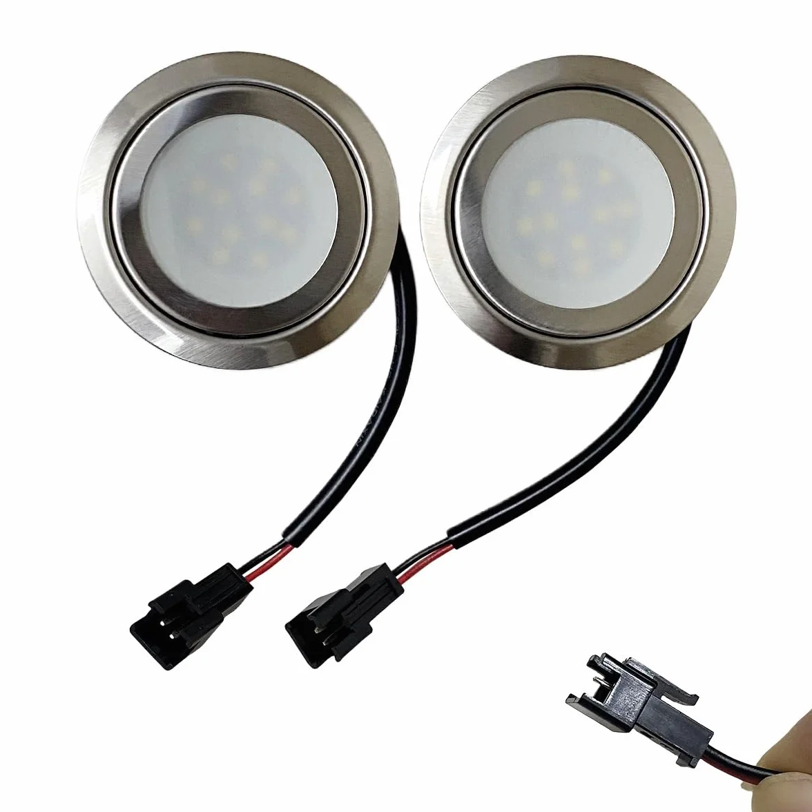 2 szt. 2,36-2,56 cala otwór oświetlenie do szafy okap kuchenny 1,5-2W LED Light 12V 24V 110V 220V ze złączem SM EL YL żarówka LED Disc Light (Color : Warm white, Size : SM CONNECTOR_220V)