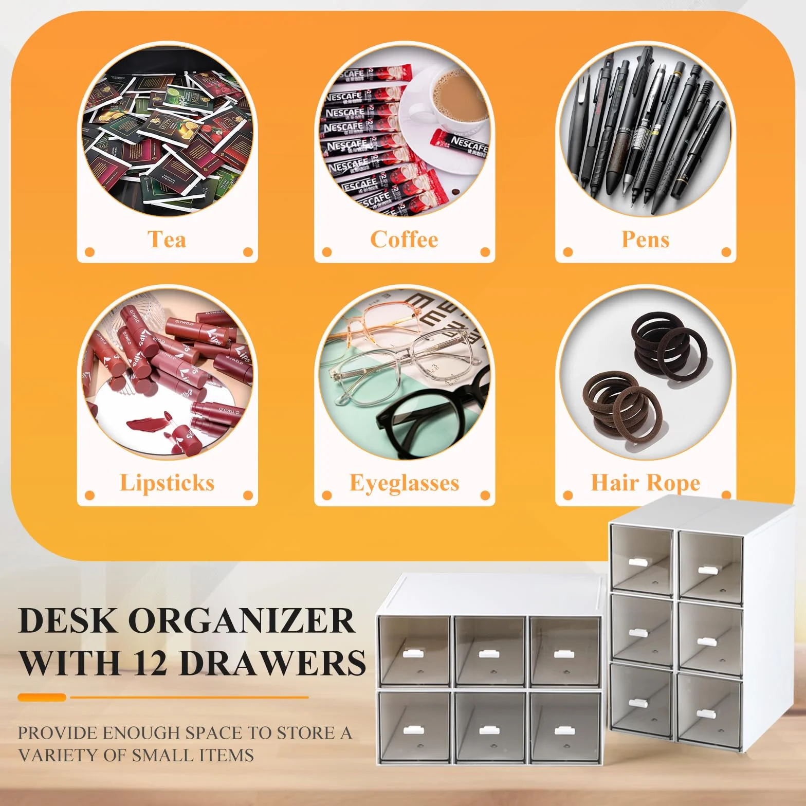 EFUTURETIME 4 sztuki plastikowych skrzynek na herbatę z 12 szufladami 22,6x16,5x7,6cm Organizer na torebki herbaty, przechowywanie herbaty sypkiej, torebek herbaty, kawy, cukru, długopisów i