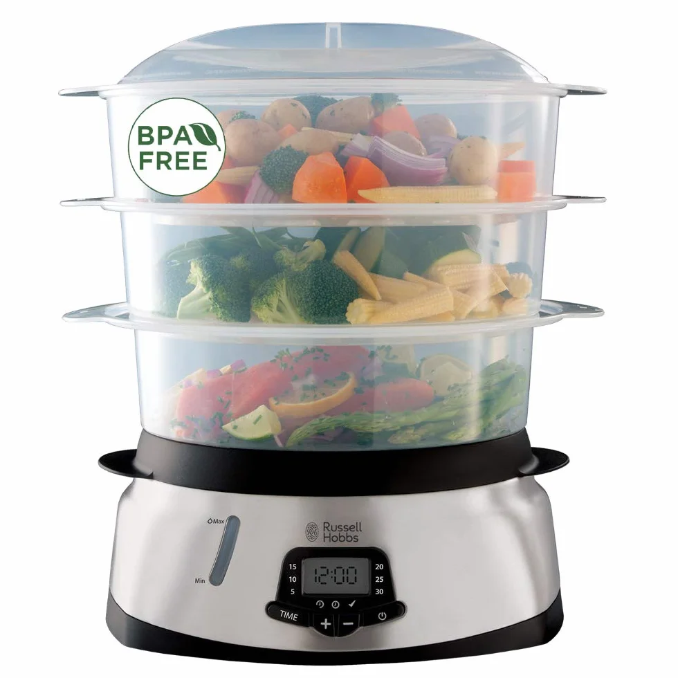 Russell Hobbs Parowar 10,5L cyfrowy wyświetlacz programowalny timer 3 pojemniki do gotowania na parze miska do ryżu 23560-56