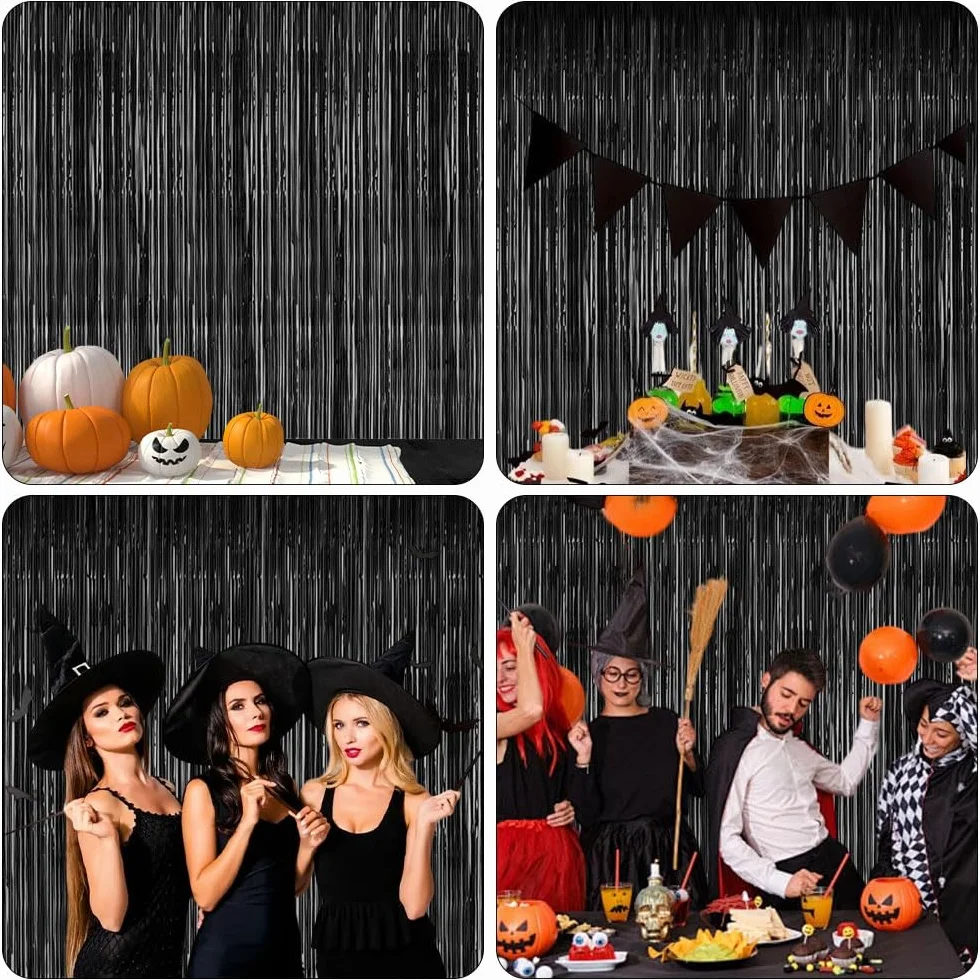 Czarna lameta z brokatem 1 m x 2 m 5 sztuk na imprezy wesela