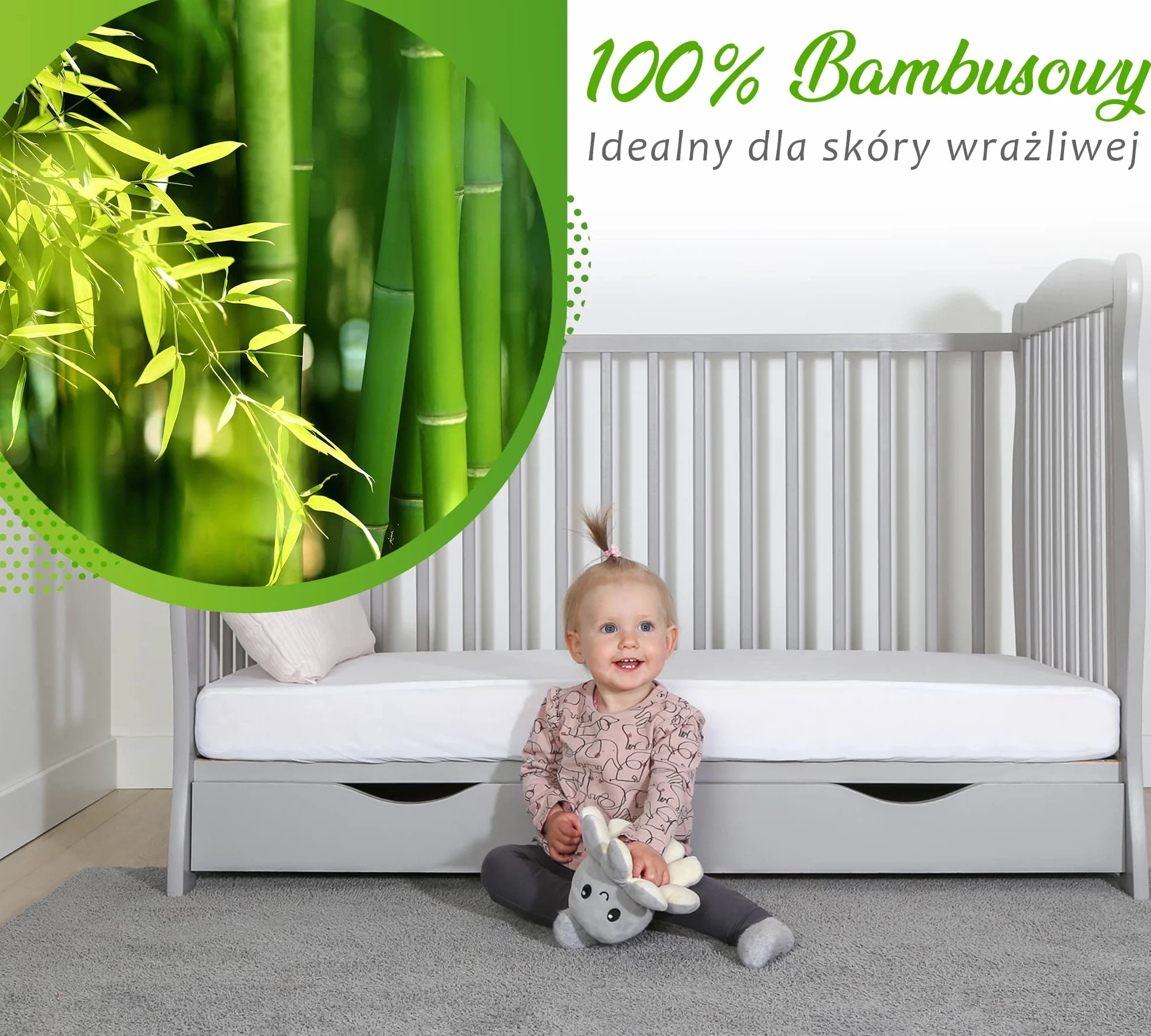 Bambusowy wodoodporny ochraniacz na materac 40x90 cm dla niemowląt