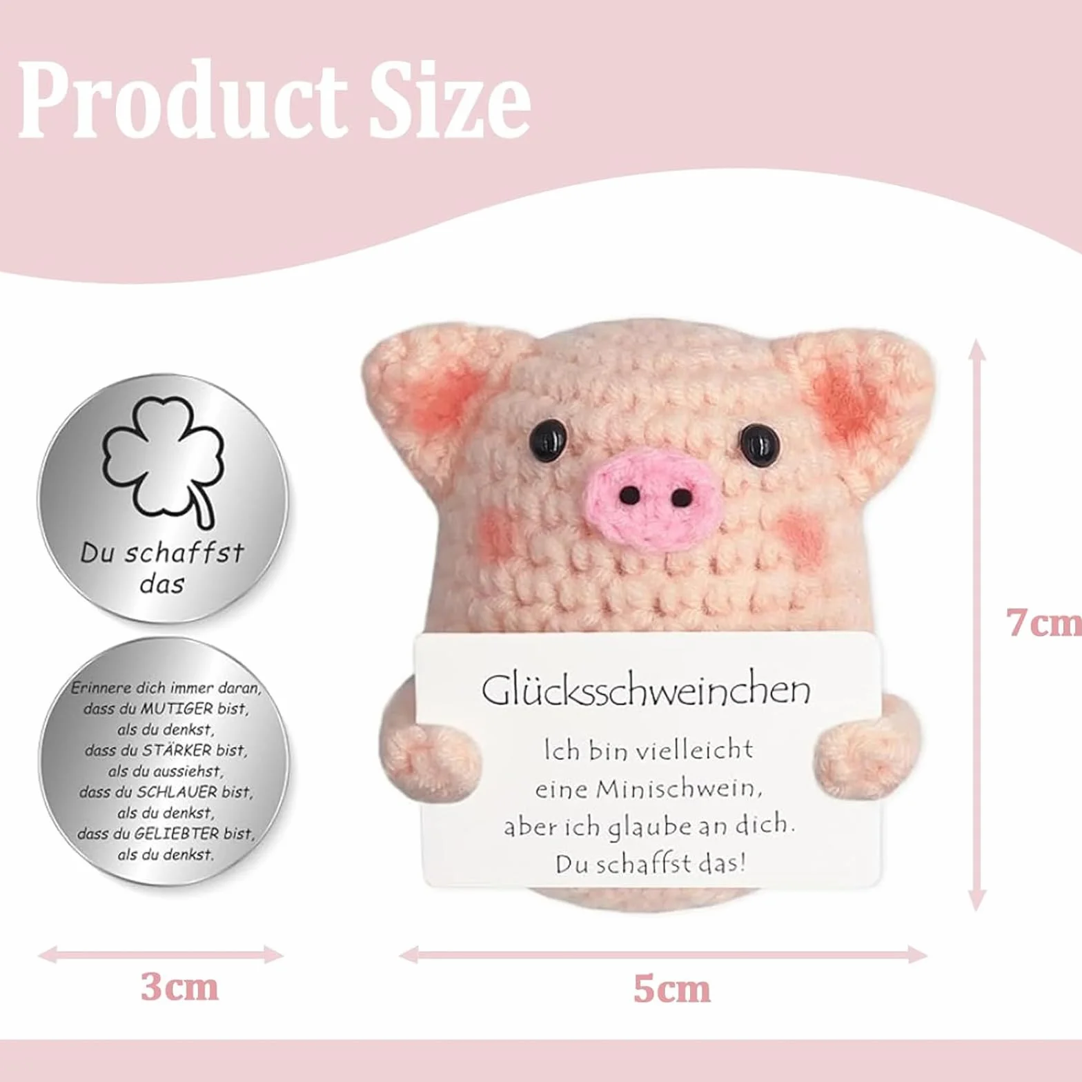 Pocket Hug świnka srebrny talizman szczęścia prezent na szczęście