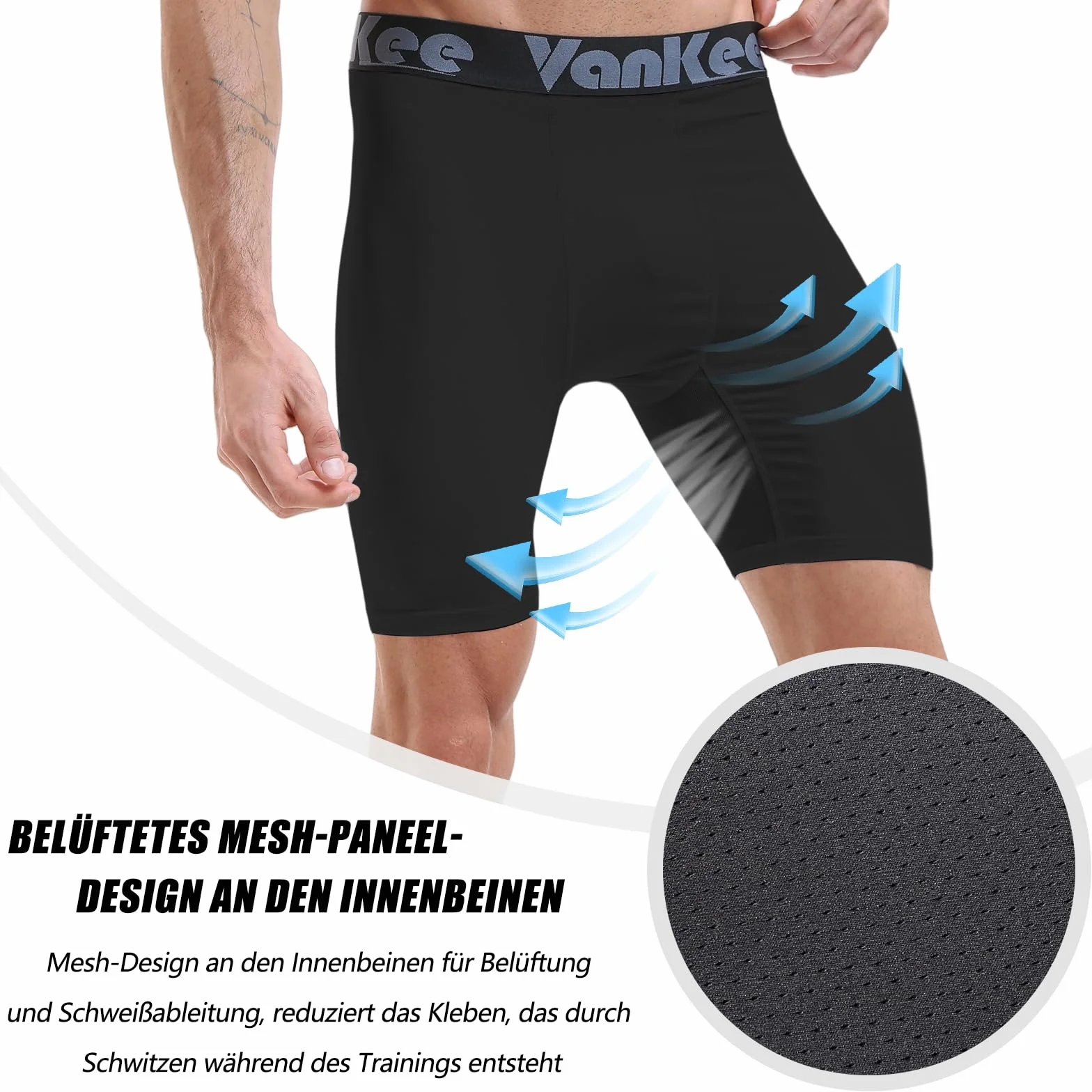 Męskie spodenki kompresyjne Sport Mesh Design Anti Chafing Wicking Fabric Quick Dry Base Layer Krótka bielizna sportowa do biegania Jazda na rowerze Trening Piłka nożna