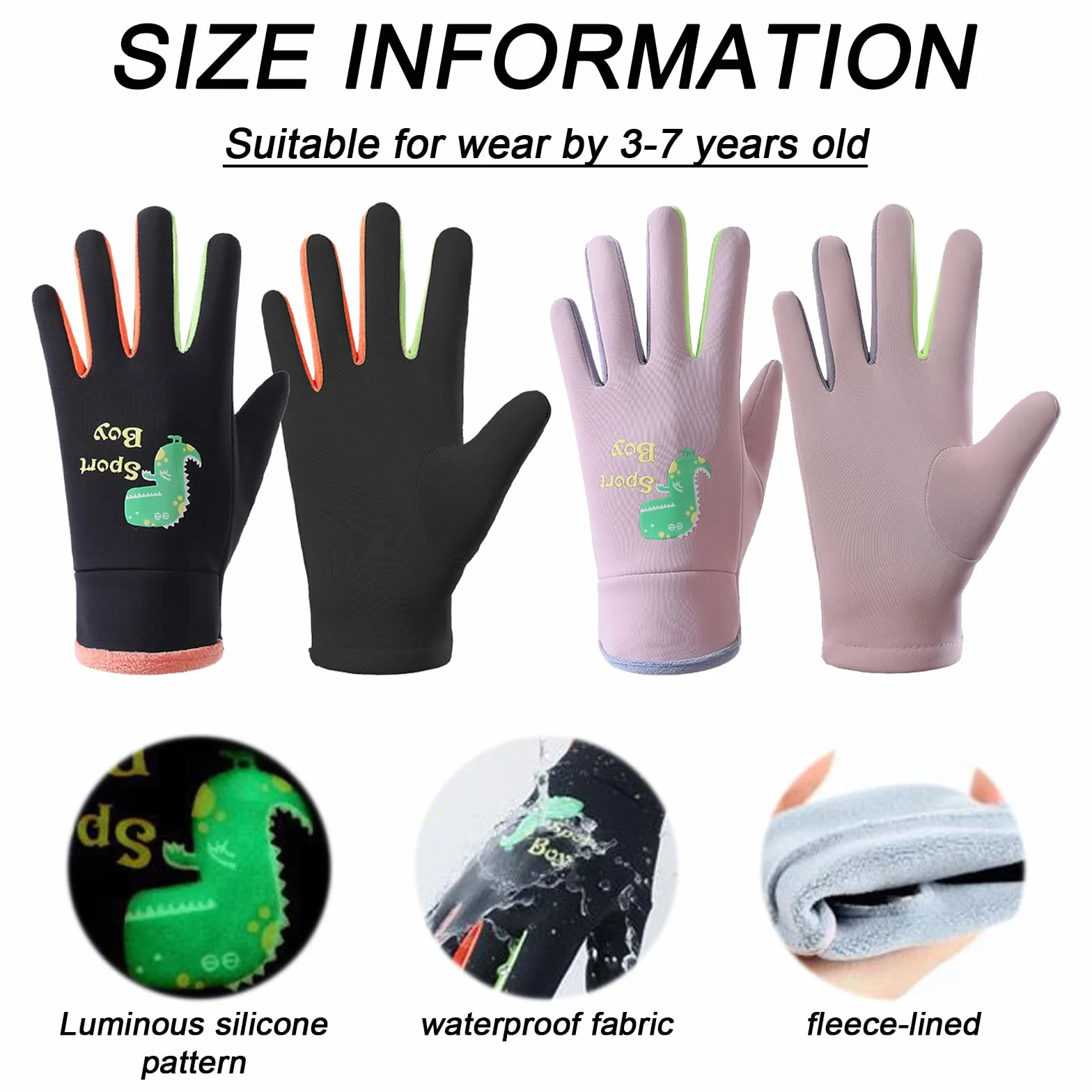 2 pary dziecięcych rękawic narciarskich, termicznych, dla dzieci, na zimę, wodoodporne i wiatroszczelne, do jazdy na snowboardzie, jazdy na nartach, jazdy na rowerze, dla dziewcząt