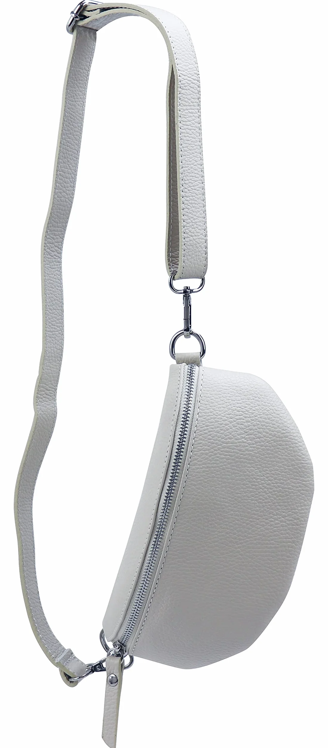 SH Leder ® Torba biodrowa z prawdziwej skóry dla kobiet i mężczyzn, uniseks, na festiwal, podróż, torba na brzuch, mała torba Crossbody Bag damska skórzana torba 23 x 12 cm AVA G292, jasnoszary, S