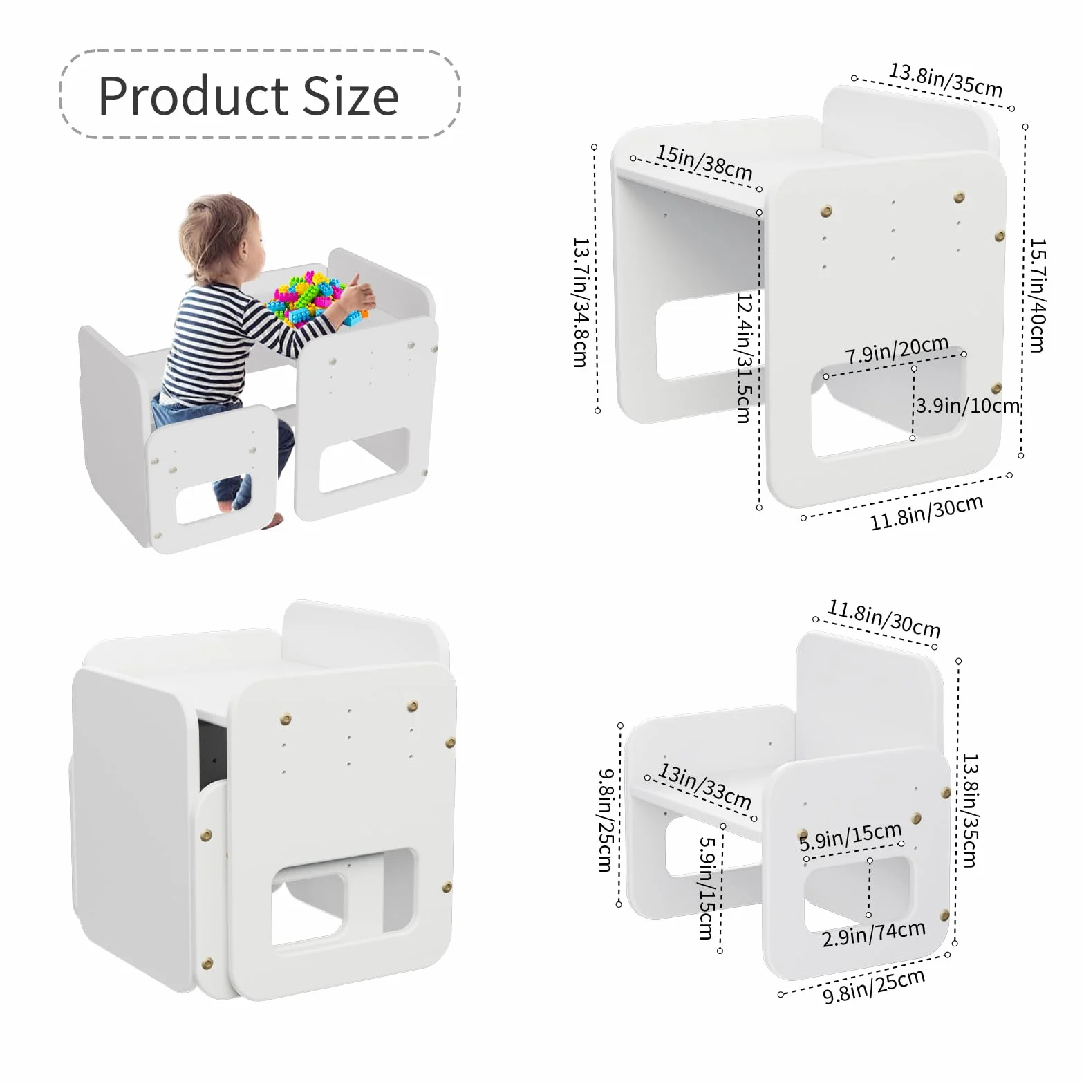 Drewniany stół Montessori 2 w 1 z tablicą dla dziecka