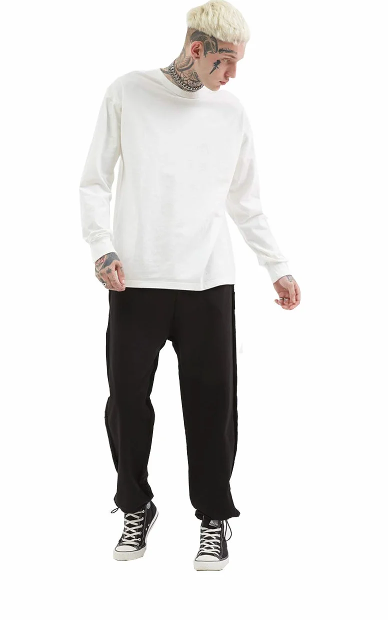 BaronHong Męski bawełniany t-shirt z długim rękawem