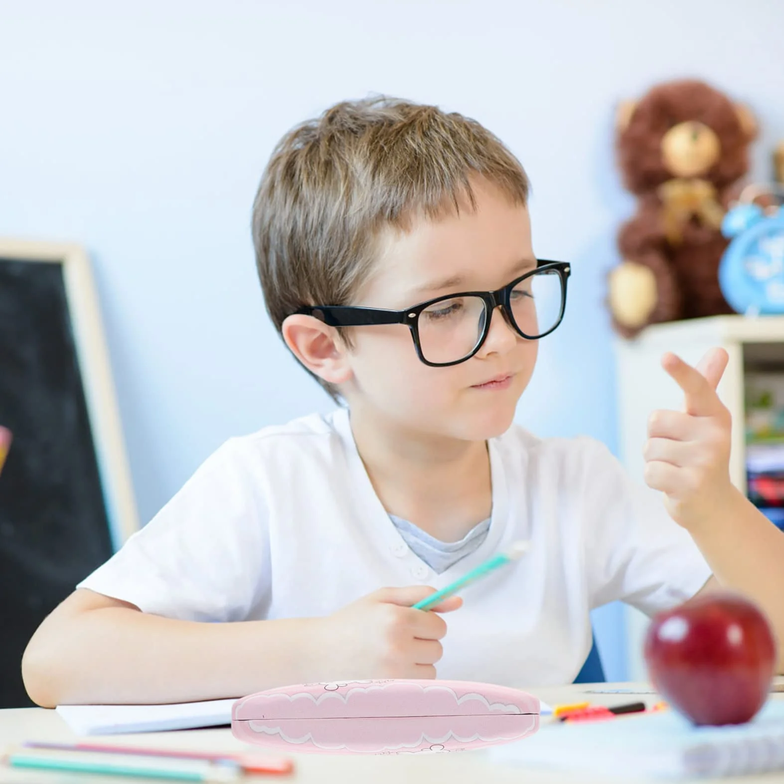 Healifty Dziecięcy uchwyt na jednorożec, przenośna skorupa skórzane okulary do użytku domowego etui do czytania, różowe oprawki okularów dziewczęce etui PU, okulary odporne na pojemnik