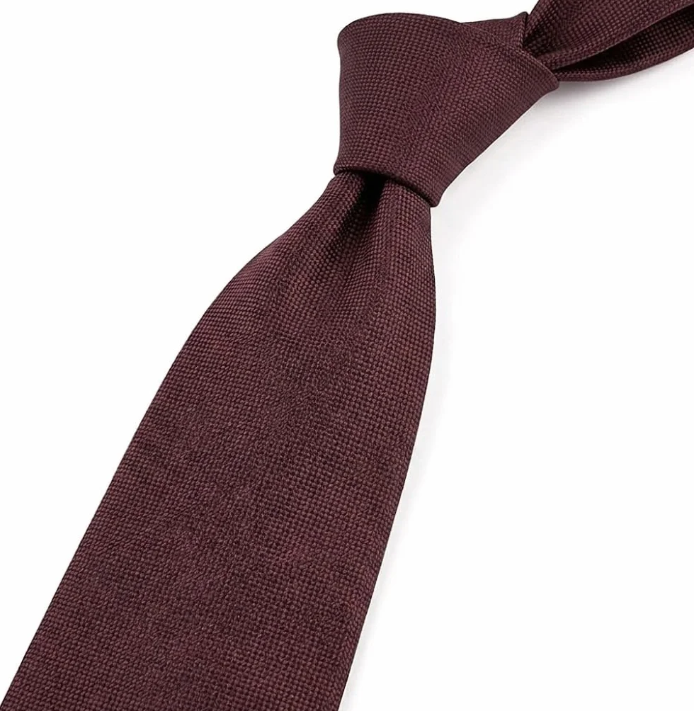 Męski brązowy wąski wąski krawat 150 x 5 cm mikro-Check w kratkę, elegancki jednolity kolor na uroczystość i biznes