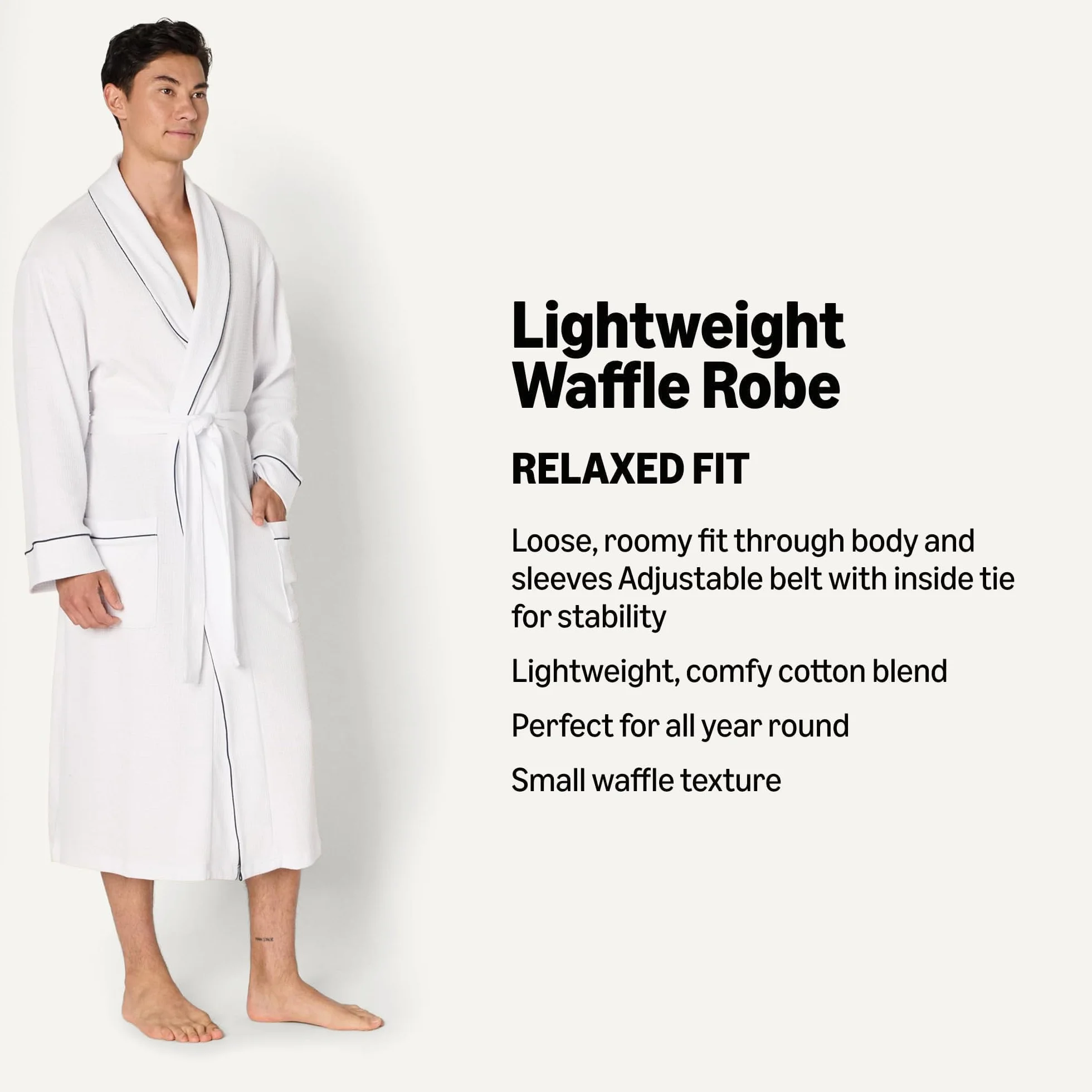 Amazon Essentials Mężczyźni Lekki szlafrok waflowy (dostępny w rozmiarach Big & Tall)
