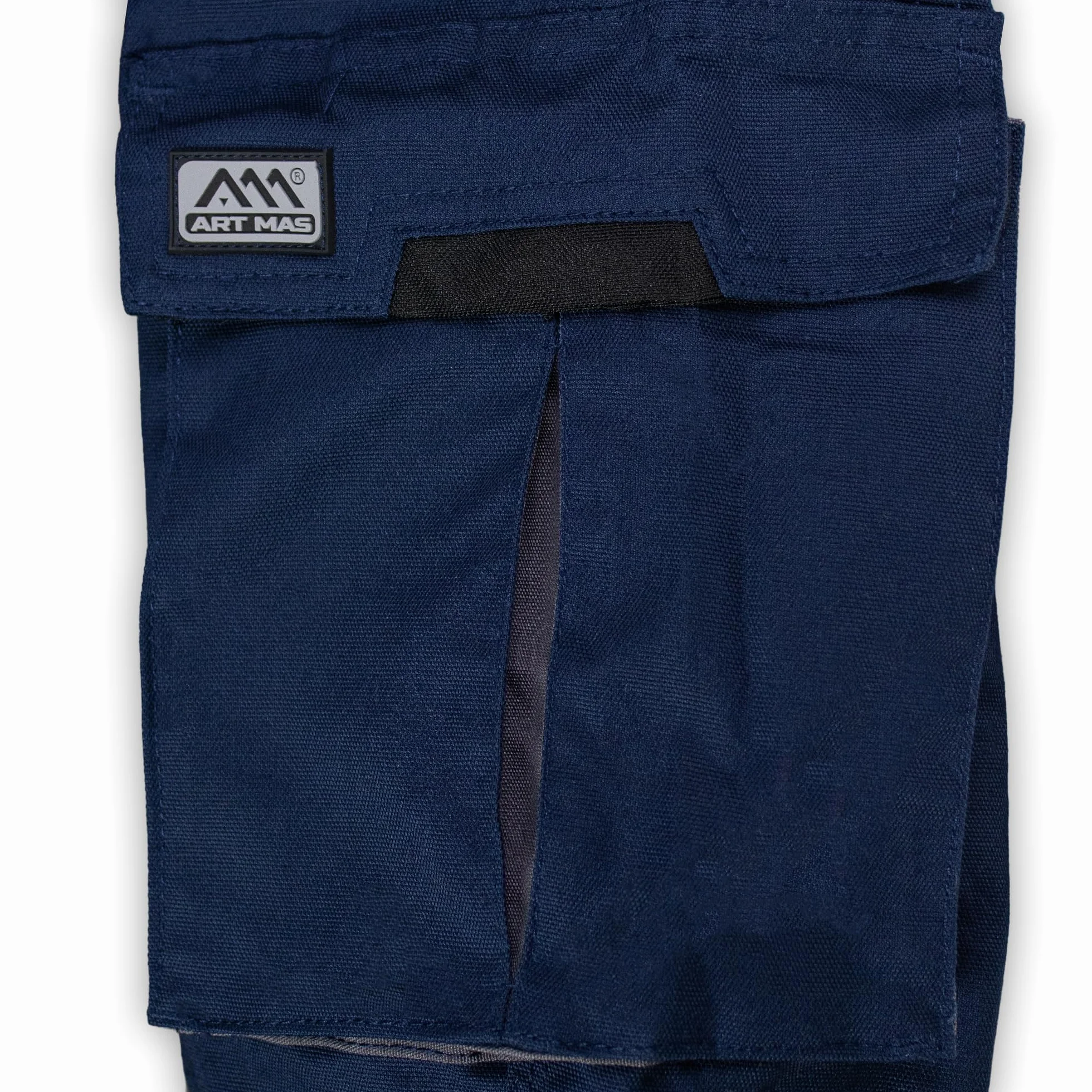 ART.MAS Spodnie robocze Classic Stretch Slim Fit granatowe | wytrzymały materiał płócienny, elastyczne, 10 kieszeni, elementy odblaskowe