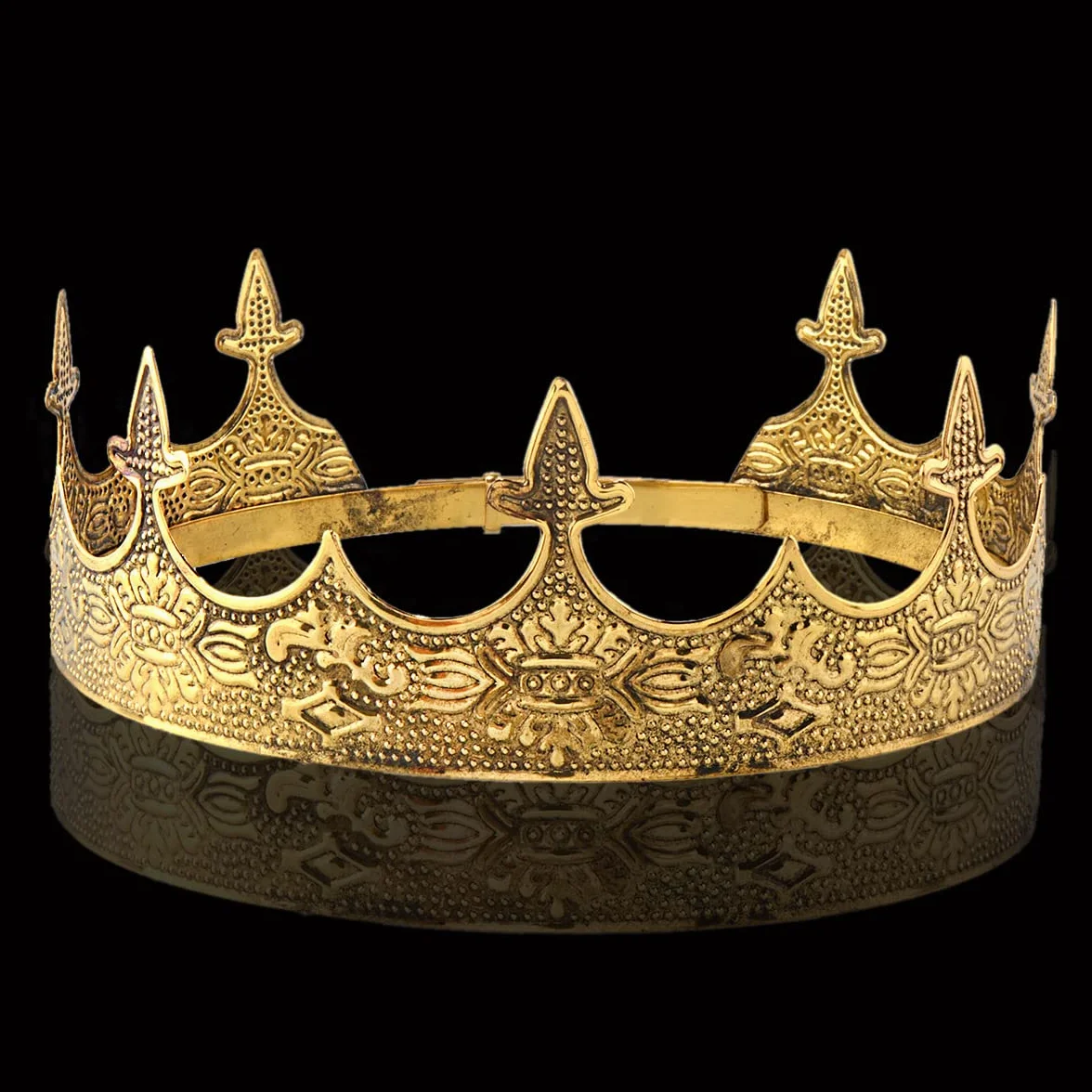 Korona Biżuteria do włosów Królewski Król Diadem Mężczyźni Metal Big Tiaras Na Halloween Kostium (Ciemne Złoto)
