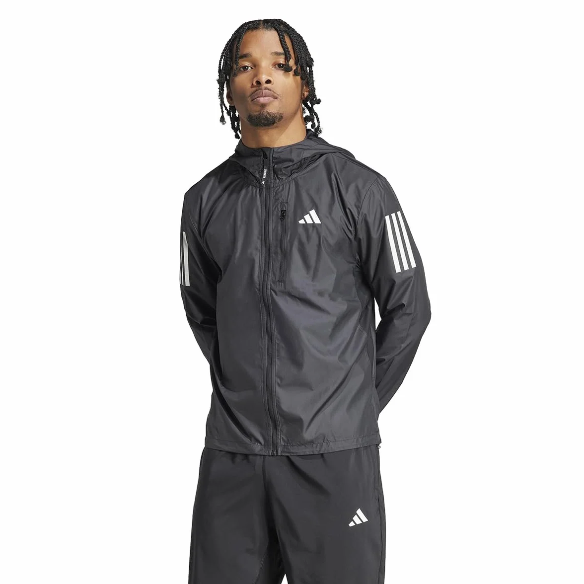 adidas Mężczyźni Own the Run Jacket, Black/White pocket, M