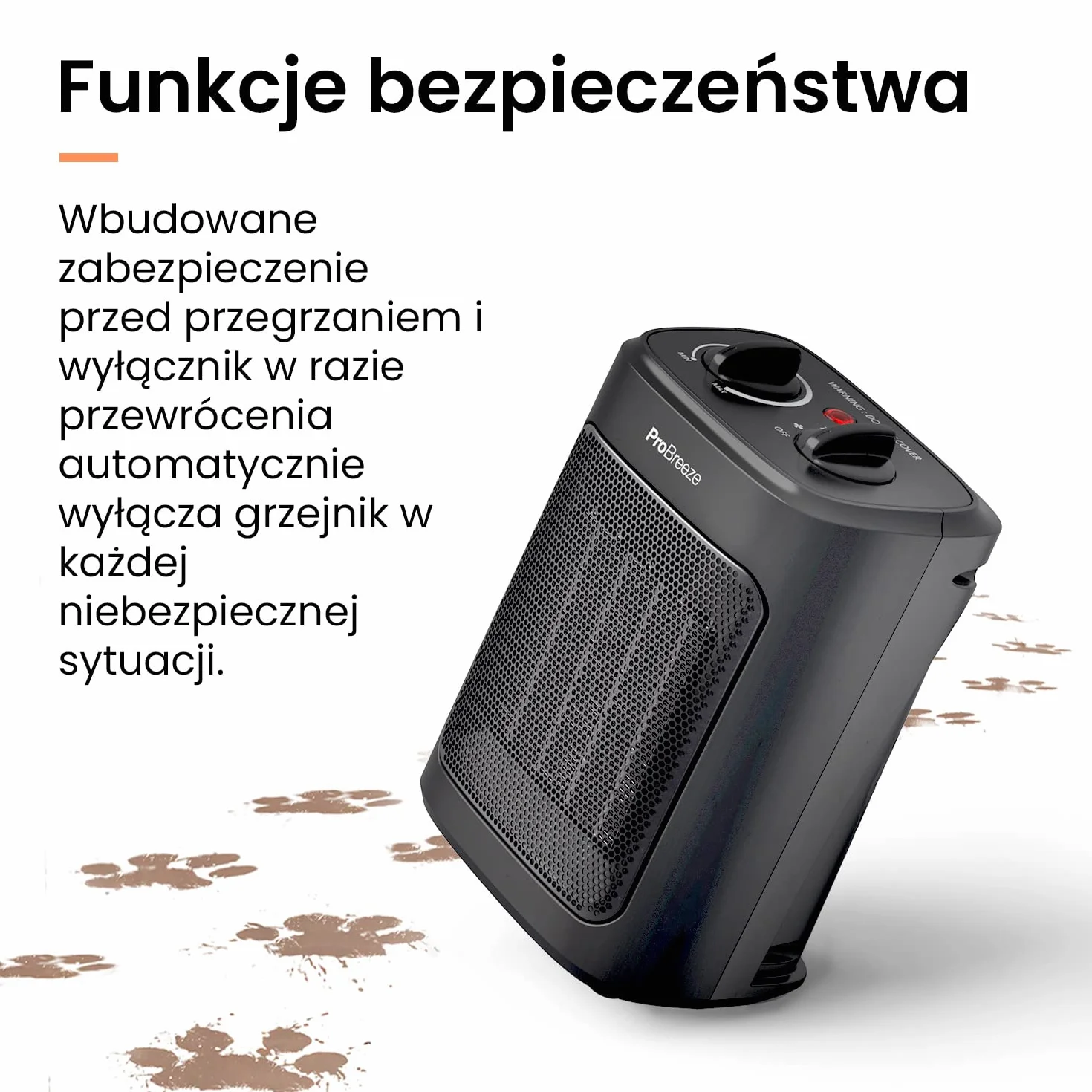 ProBreeze Grzejnik Ceramiczny 2000W Przenośny Termowentylator z Termostatem Czarny