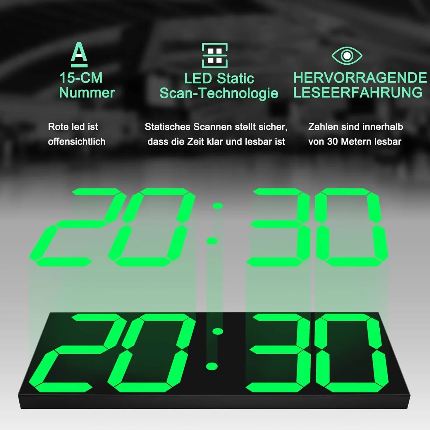 Zegar cyfrowy LED duży ścienny 18 cali wyświetlacz regulowana jasność 16 alarmów 12/24h temperatura kalendarz zielony