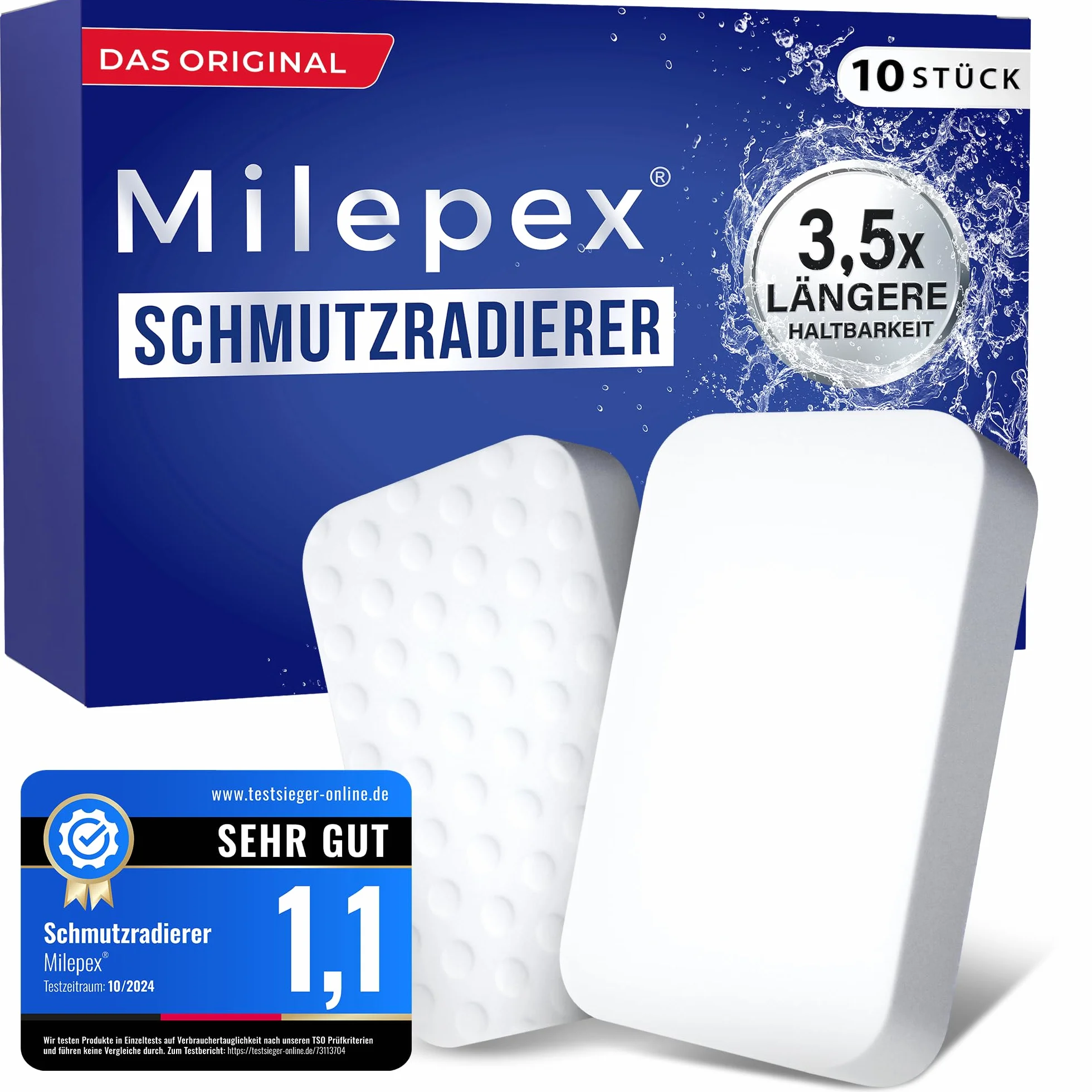 Milepex Gumka do usuwania brudu 10x – Magiczna gąbka do ściany, podłogi, sneakersów i samochodu