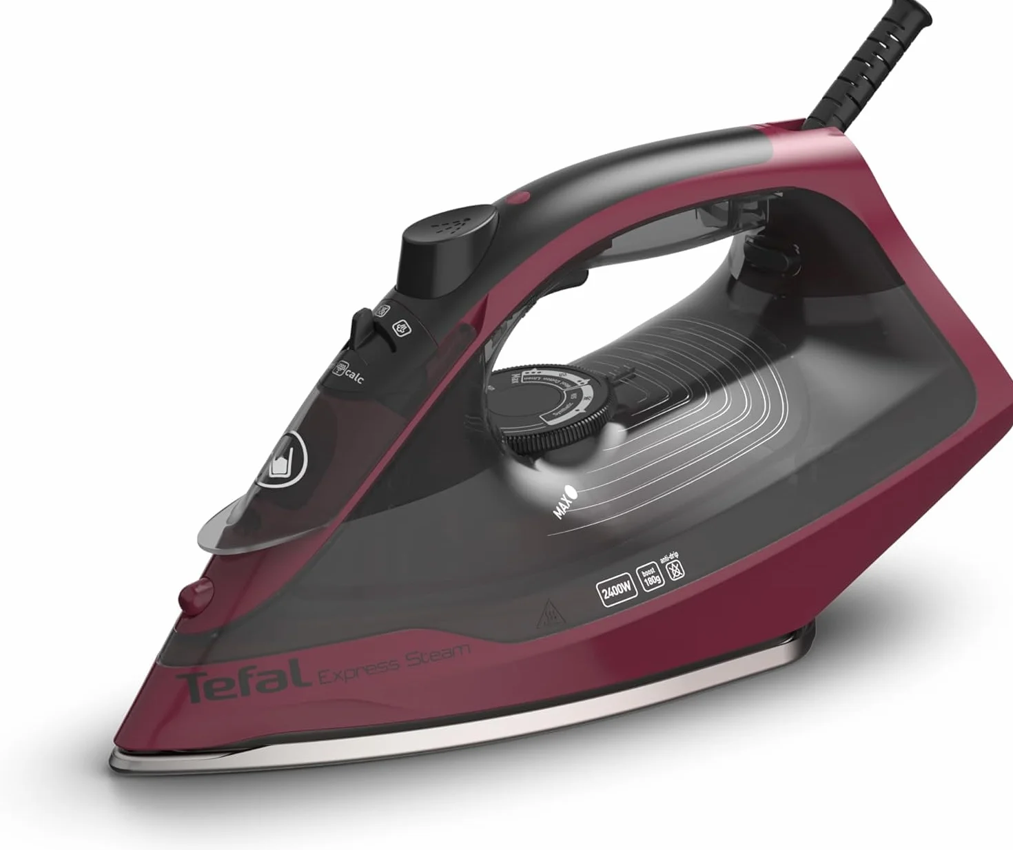 TEFAL FV2846 EXPRESS STEAM żelazko parowe 2400 W 40 g/min 180 g/min Anti-Drip 270 ml bordowy/białe