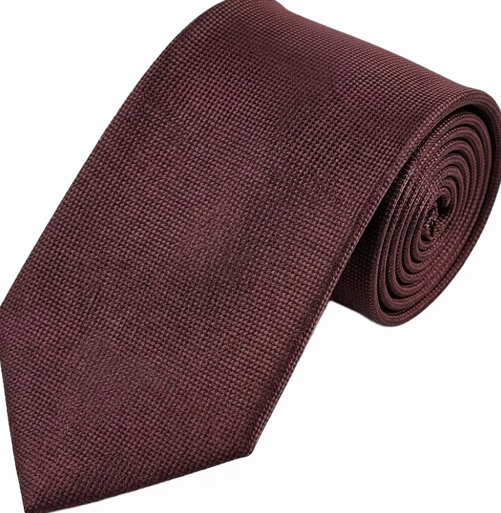 Męski brązowy wąski wąski krawat 150 x 5 cm mikro-Check w kratkę, elegancki jednolity kolor na uroczystość i biznes