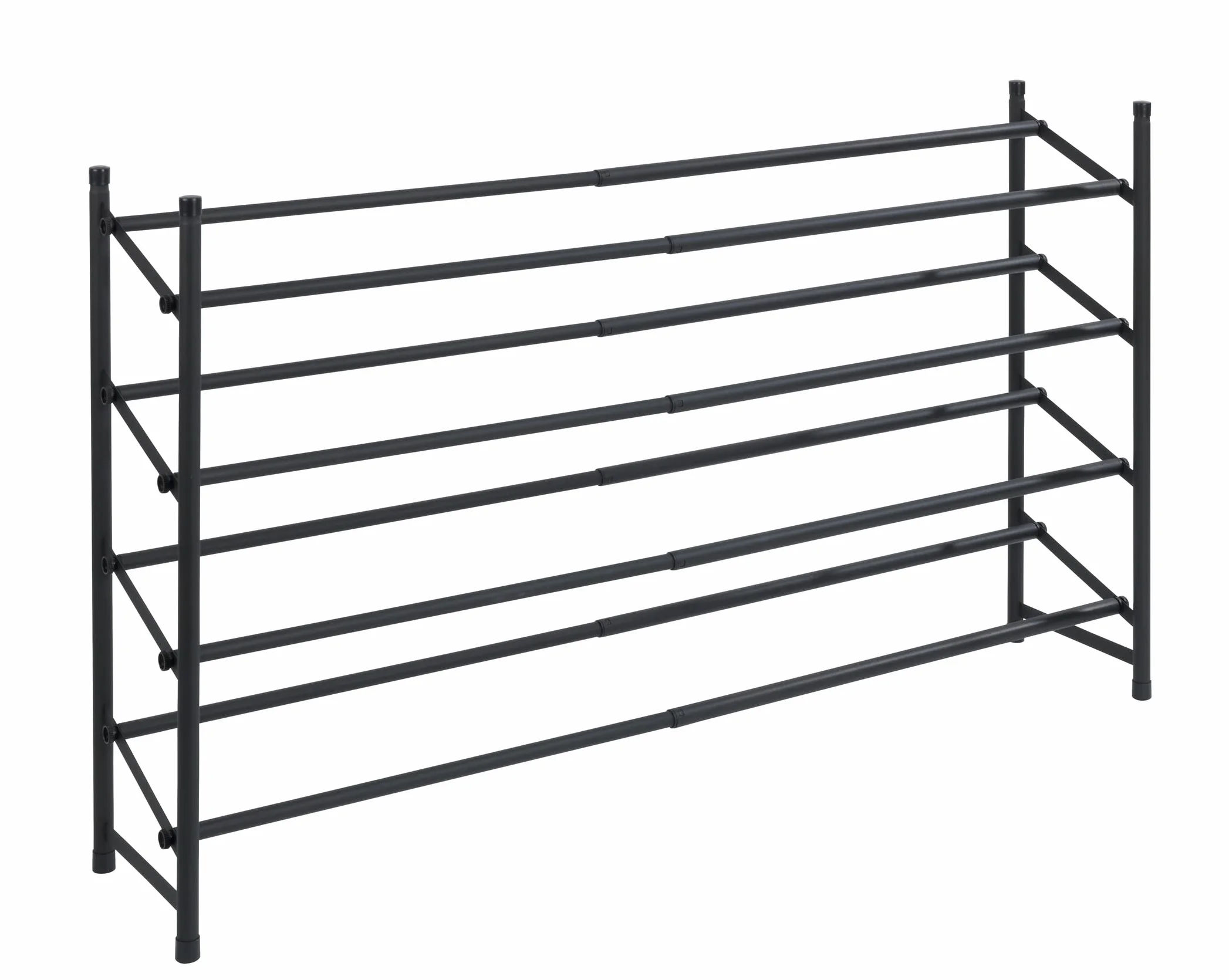 WENKO Hero antypoślizgowy regał na buty wysuwany 24 pary 62-115 x 68 x 23 cm czarny matowy