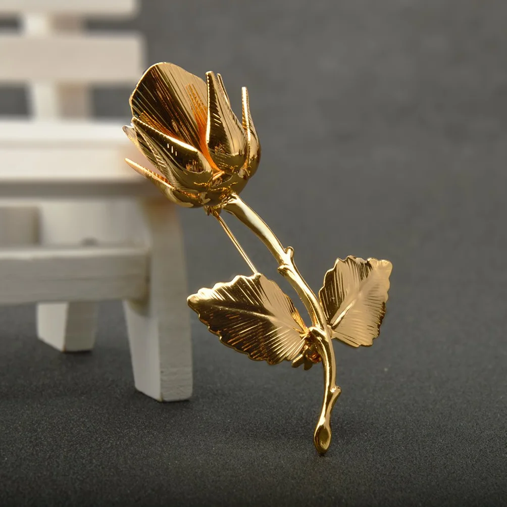 Elegancka, pozłacana 24-karatowa broszka dla mężczyzn, garnitur ślubny, pan młody Jewelry – złoto-żółta