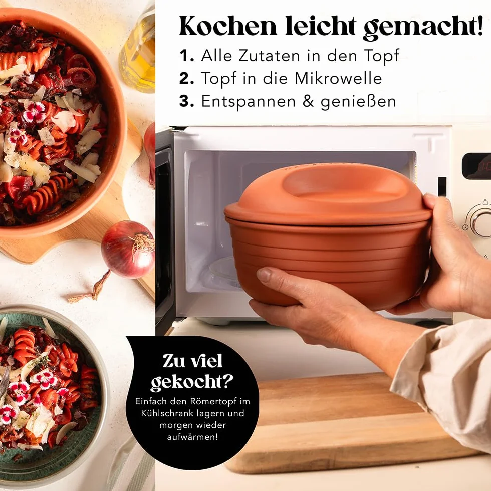 Römertopf Naczynie do Pieczenia, Glina, Ø 22,5, Pojemność 2 kg, Okrągły
