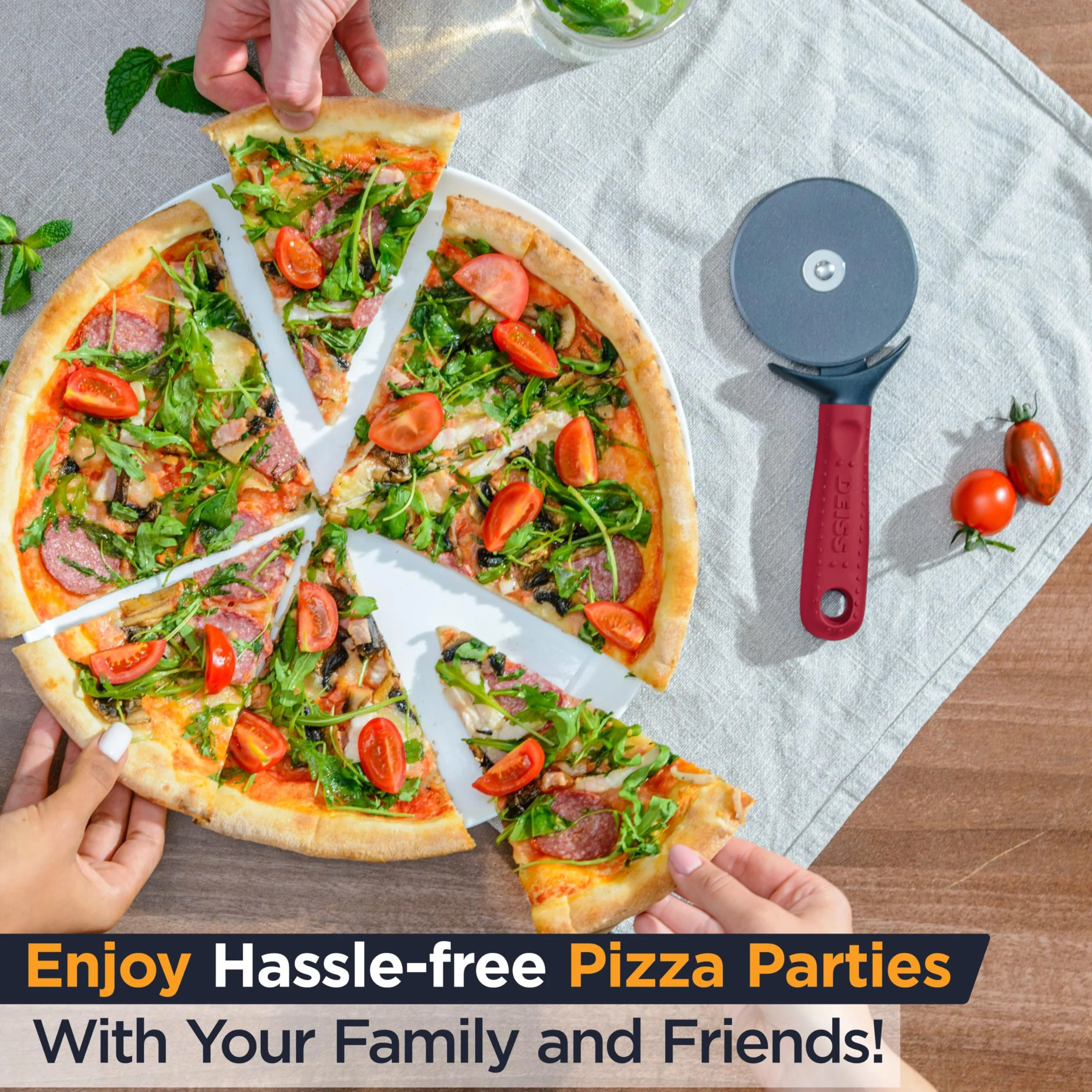 Krajalnica do Pizzy Deiss Lux o Dużej Wytrzymałości, Krajalnica na Kółkach - Ostre, Gładkie Kółko do Cięcia Pizzy ze Stali Nierdzewnej z Wygodnym Uchwytem, Pie Crust, Pastries in Seconds